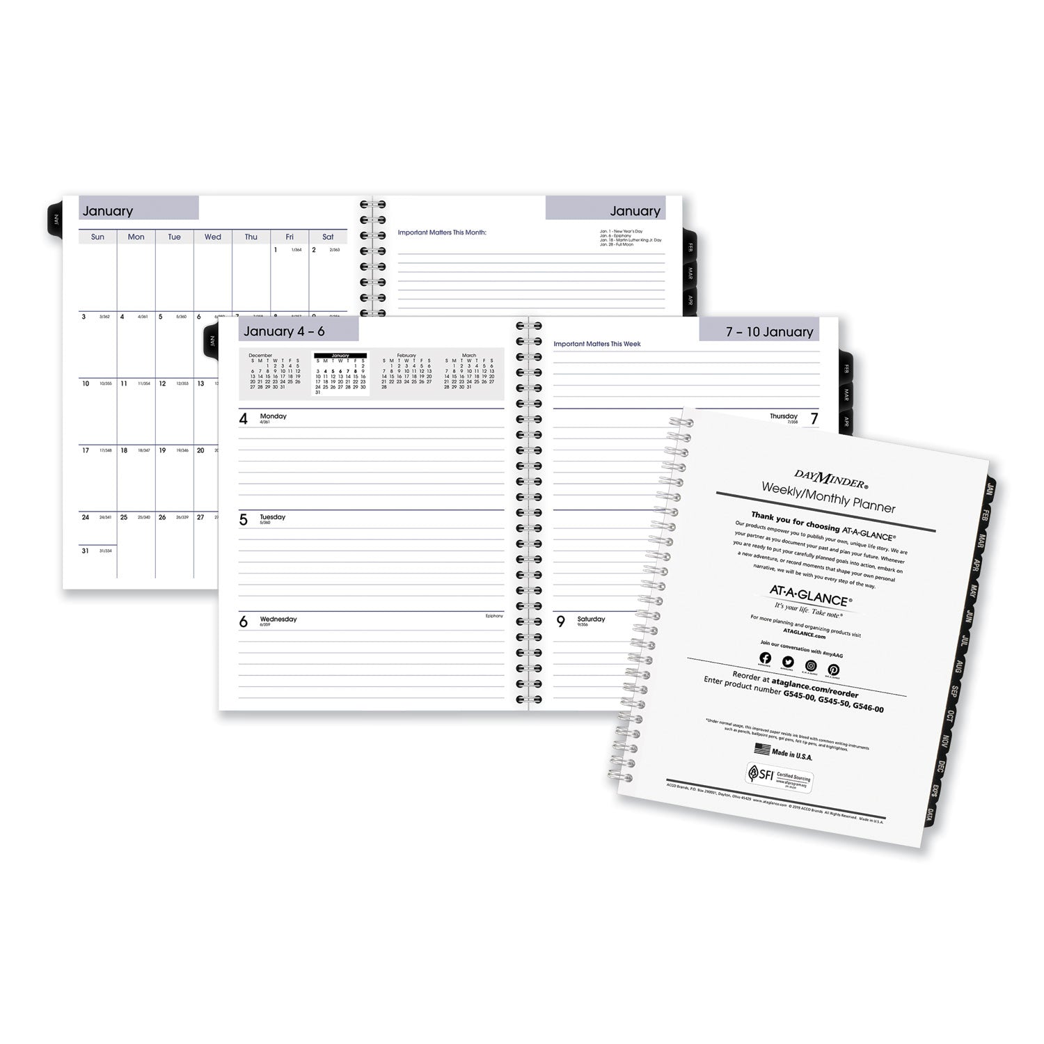 DayMinder Executive Weekly/Monthly Refill, 8.75 x 7, White Sheets, 12-Month (Jan to Dec): 2025