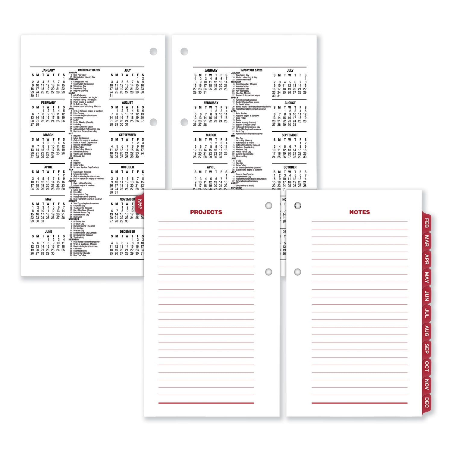 AT-A-GLANCE® Desk Calendar Refill with Tabs, 3.5 x 6, White Sheets, 12-Month (Jan to Dec): 2025