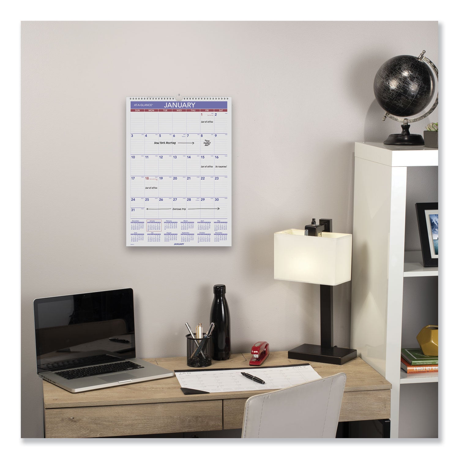 AT-A-GLANCE® Erasable Wall Calendar, 12 x 17, White Sheets, 12-Month (Jan to Dec): 2025