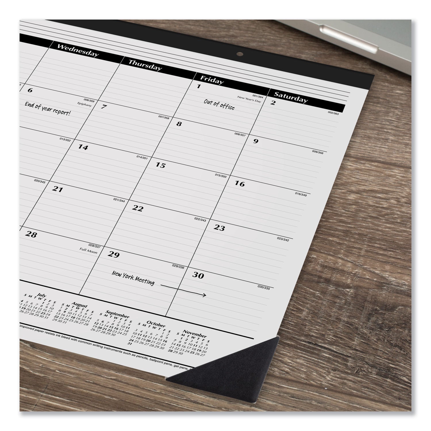 AT-A-GLANCE® Ruled Desk Pad, 22 x 17, White Sheets, Black Binding, Black Corners, 12-Month (Jan to Dec): 2025