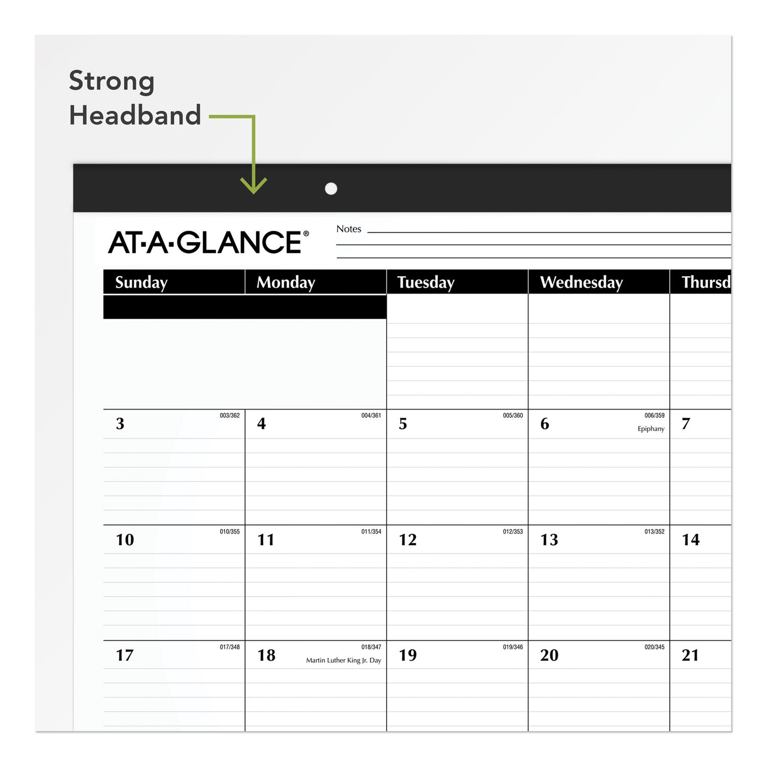 AT-A-GLANCE® Ruled Desk Pad, 22 x 17, White Sheets, Black Binding, Black Corners, 12-Month (Jan to Dec): 2025