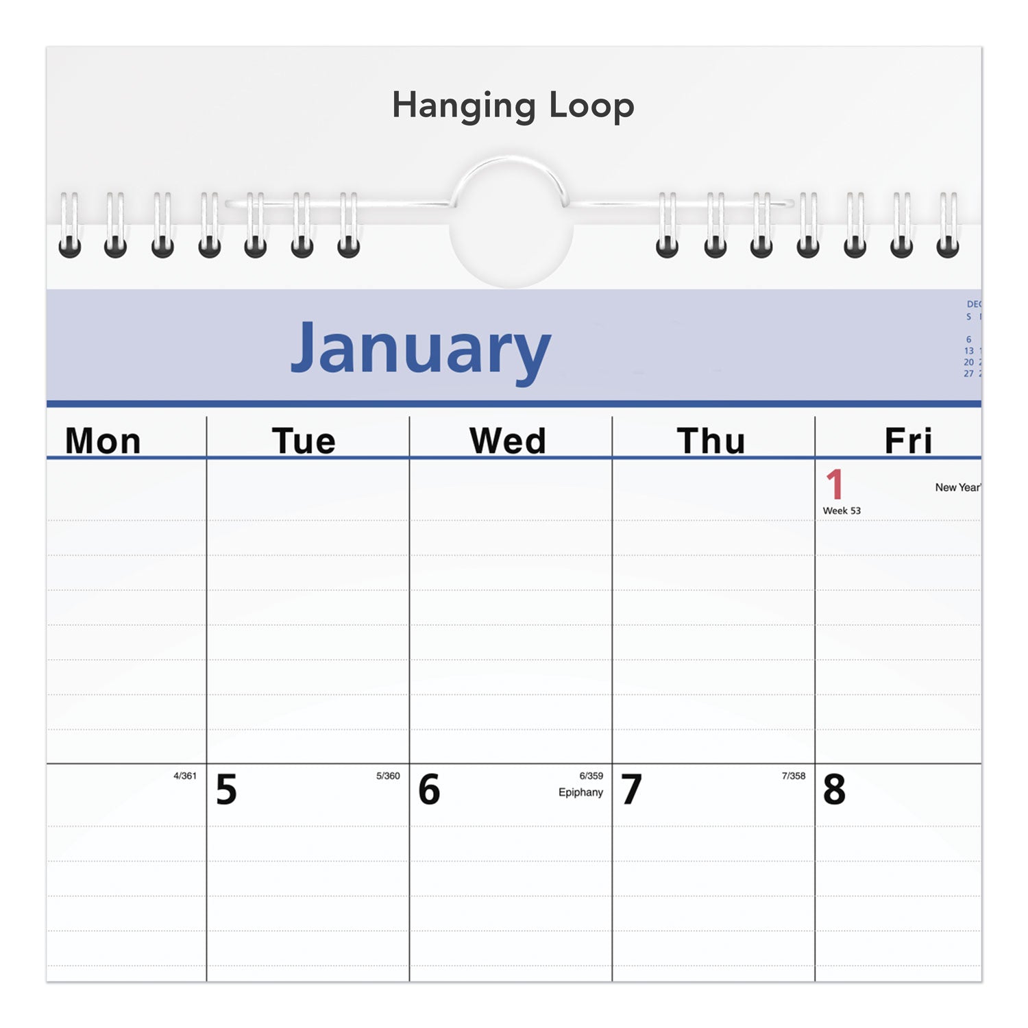 AT-A-GLANCE® QuickNotes Wall Calendar, 12 x 17, White/Blue/Yellow Sheets, 12-Month (Jan to Dec): 2025