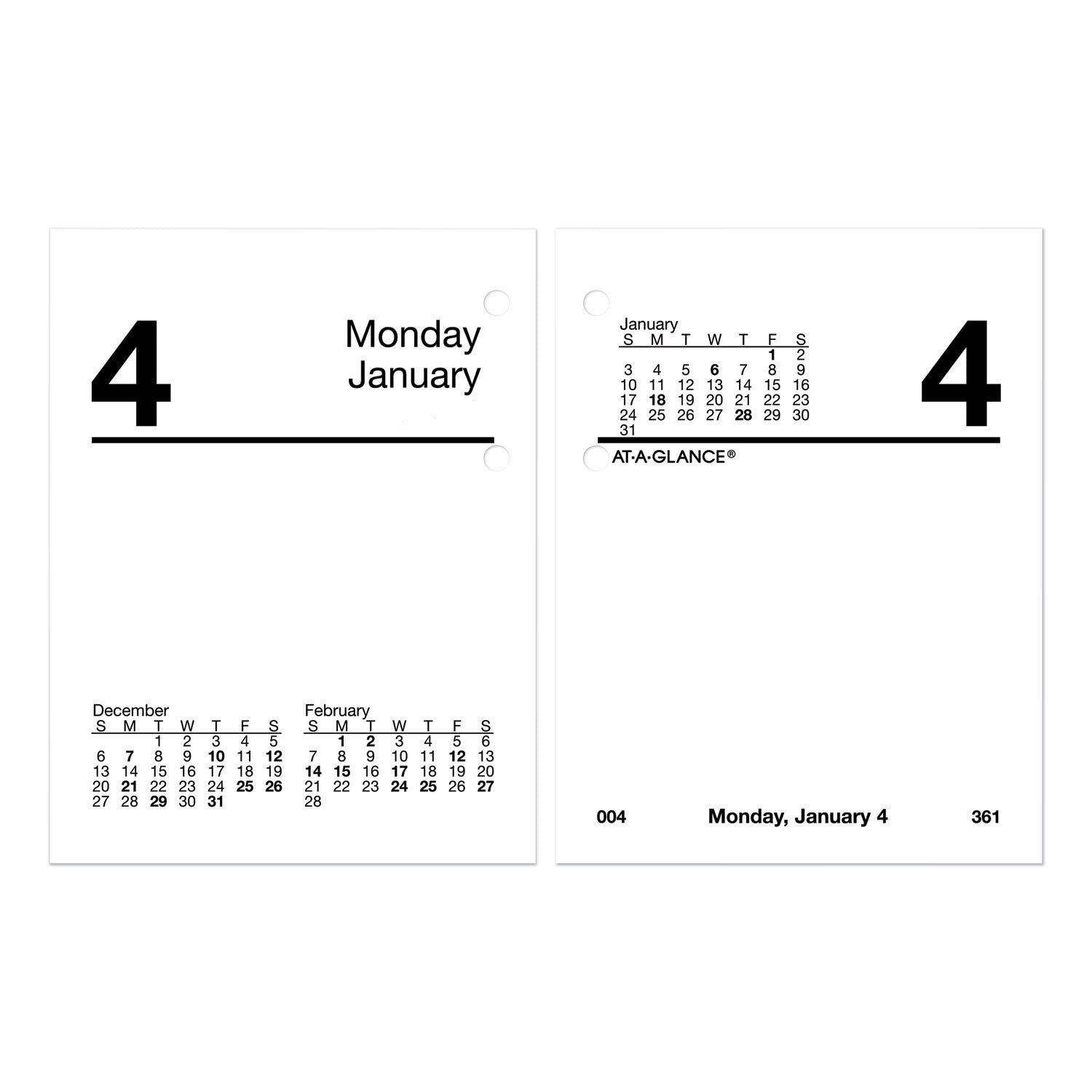 Compact Desk Calendar Refill, 3 x 3.75, White Sheets, 12-Month (Jan to Dec): 2025