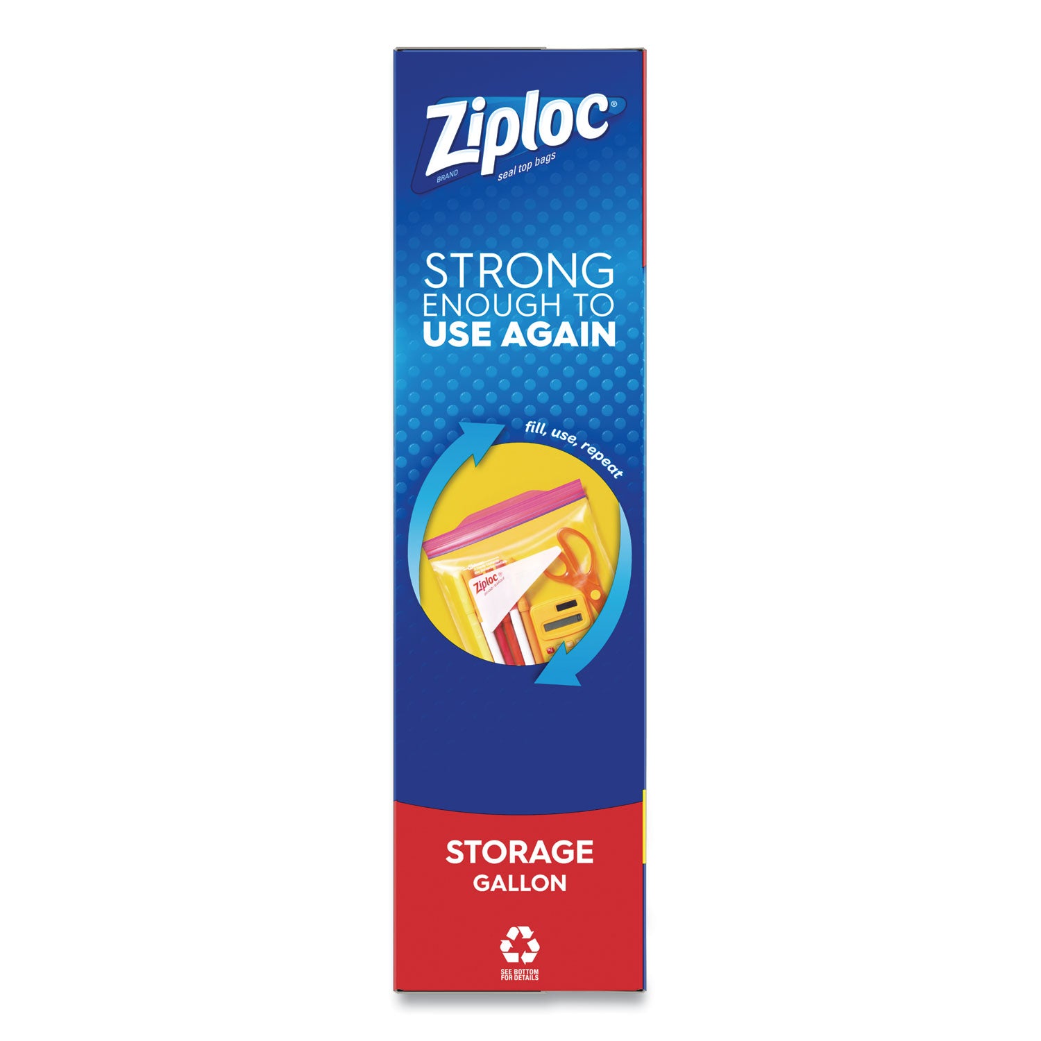 Ziploc® Double Zipper Storage Bags, Triple System Seal, Gallon, 10.56" x 10.75", Clear, 38 Bags/Box, 9 Boxes/Carton