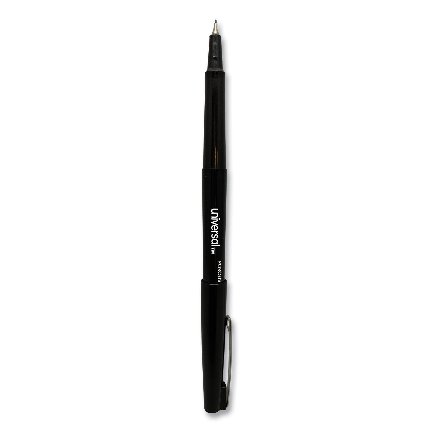 Universal™ Porous Point Pen, Stick, Medium 0.7 Mm, Black Ink, Black Barrel, Dozen