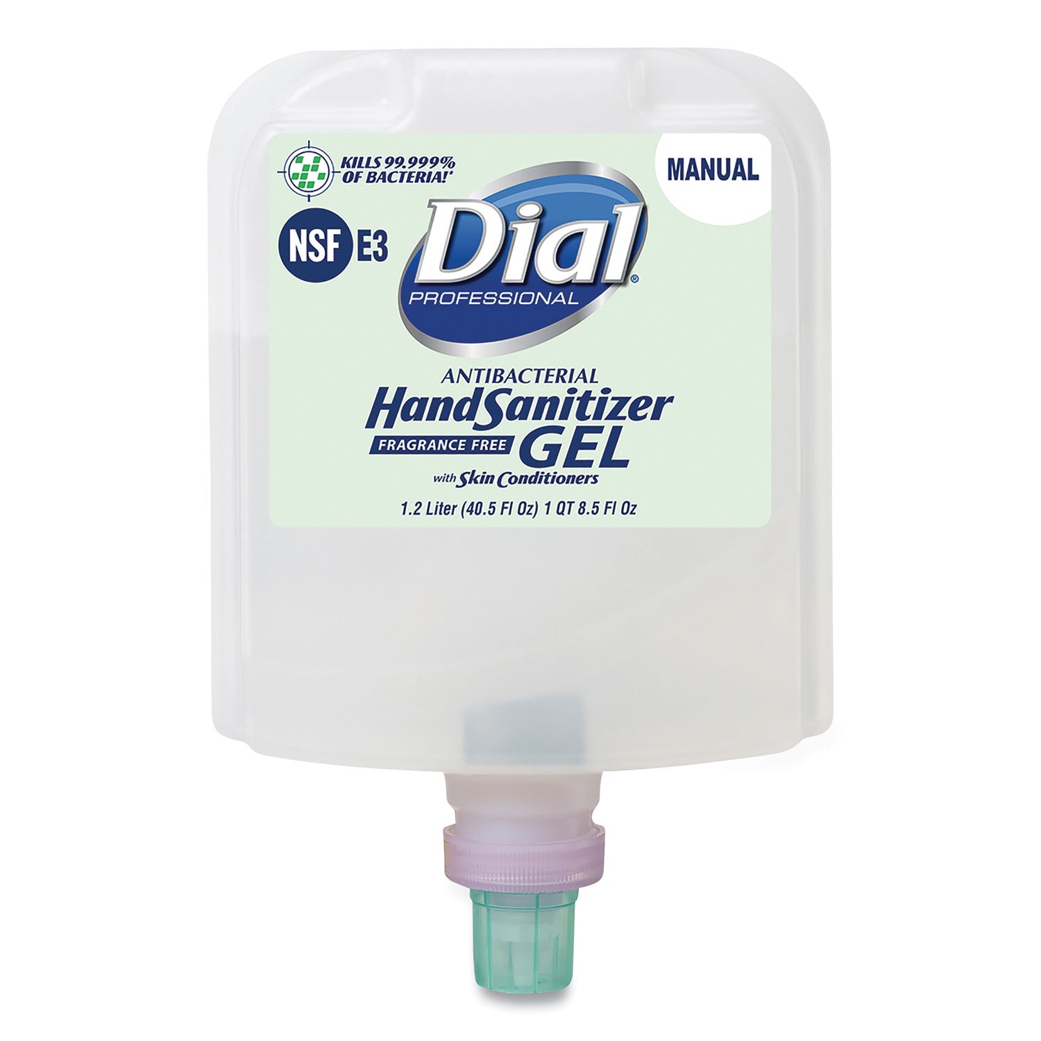 Antibacterial Gel Hand Sanitizer Refill for Dial 1700 Dispenser, 1.2 L Refill, Fragrance-Free, 3/Carton