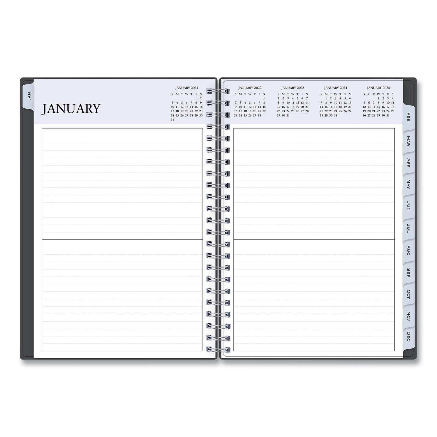 Blue Sky® Passages Non-Dated Perpetual Daily Planner, 8.5 X 5.5, Black Cover, 60-Month (jan To Dec): 2021 To 2025