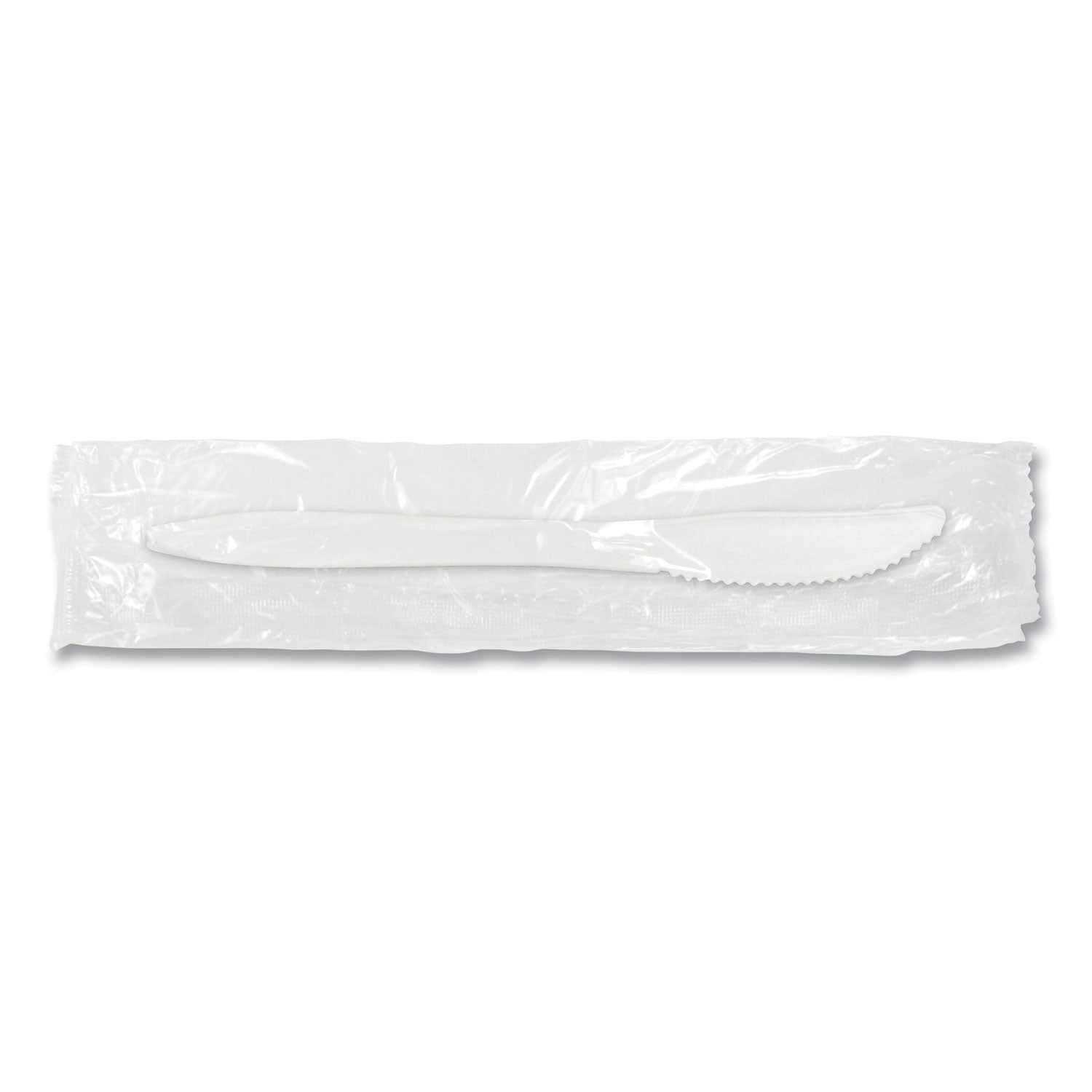 Berkley Square Individually Wrapped Mediumweight Cutlery, Knife, Plastic, White, 1,000/Carton