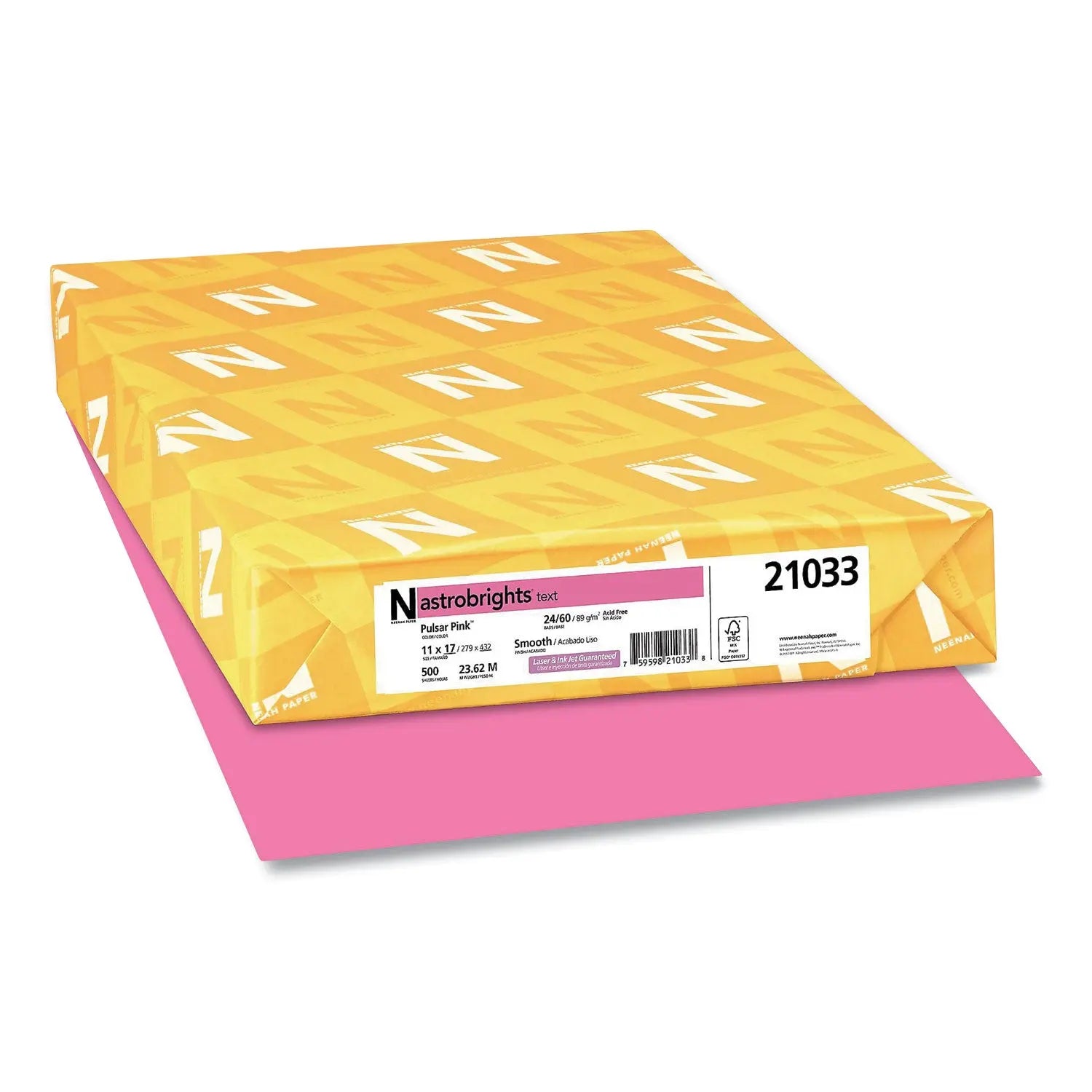 Color Paper, 24 lb Bond Weight, 11 x 17, Pulsar Pink, 500/Ream Astrobrights® Flipcost