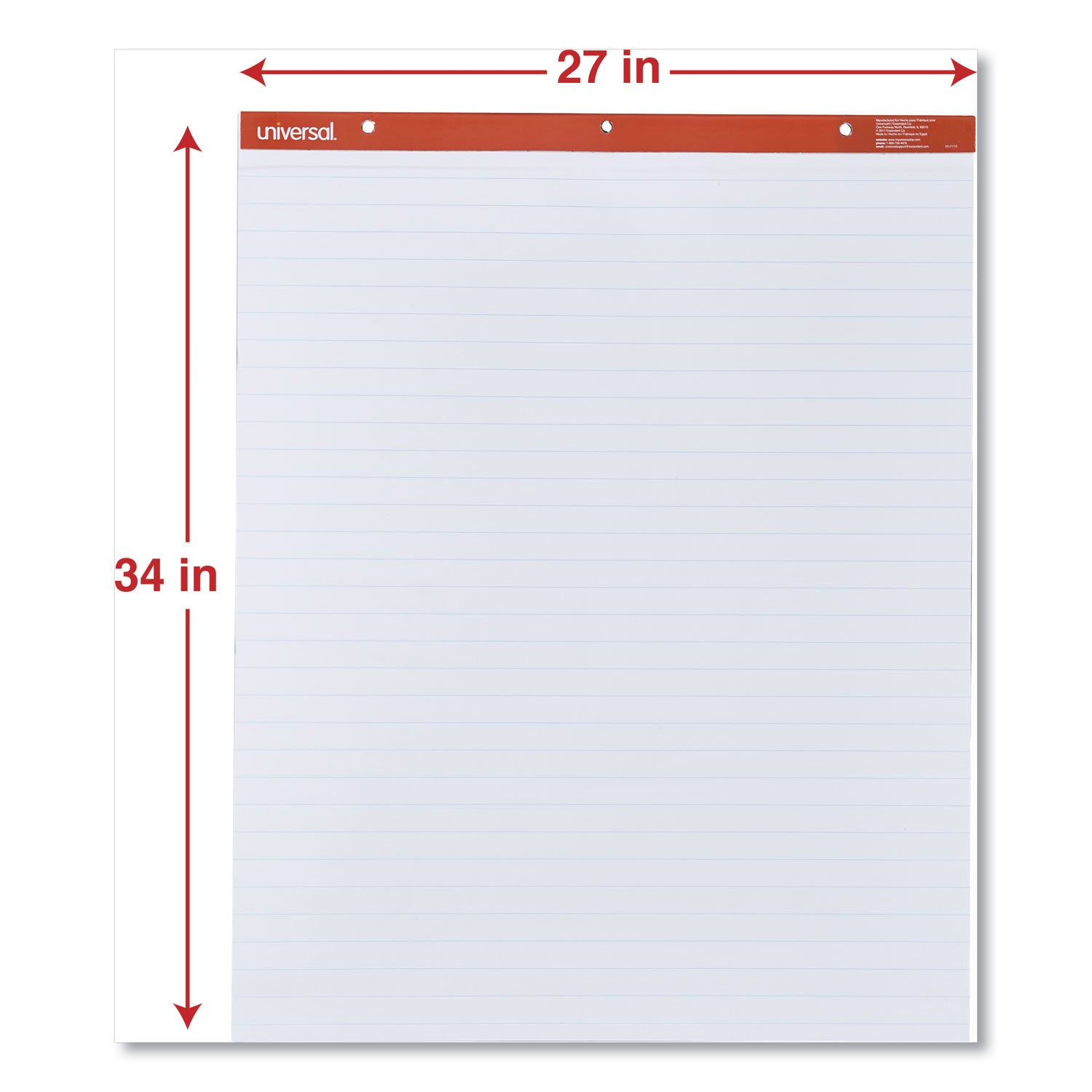 Universal™ Easel Pads/Flip Charts, Presentation Format (1" Rule), 27 x 34, White, 50 Sheets, 2/Carton