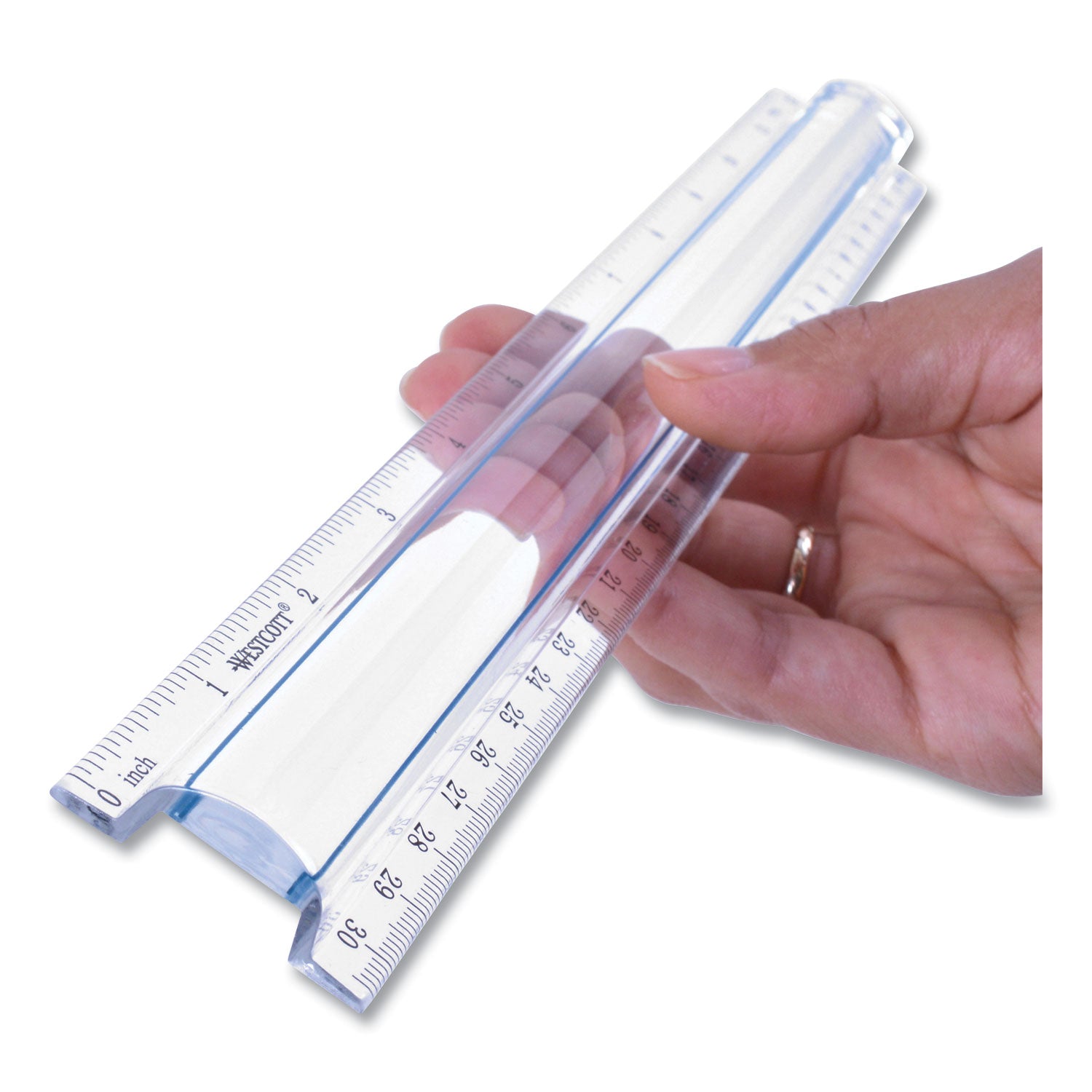 Westcott® 12" Magnifying Ruler, Standard/metric, Plastic, Clear