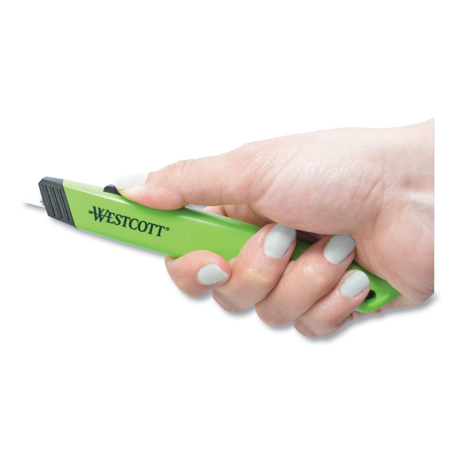 Westcott® Safety Ceramic Blade Box Cutter, 0.5" Blade, 5.5" Plastic Handle, Green