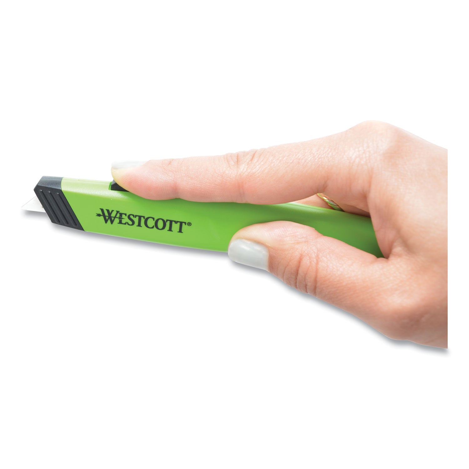 Westcott® Safety Ceramic Blade Box Cutter, 0.5" Blade, 5.5" Plastic Handle, Green