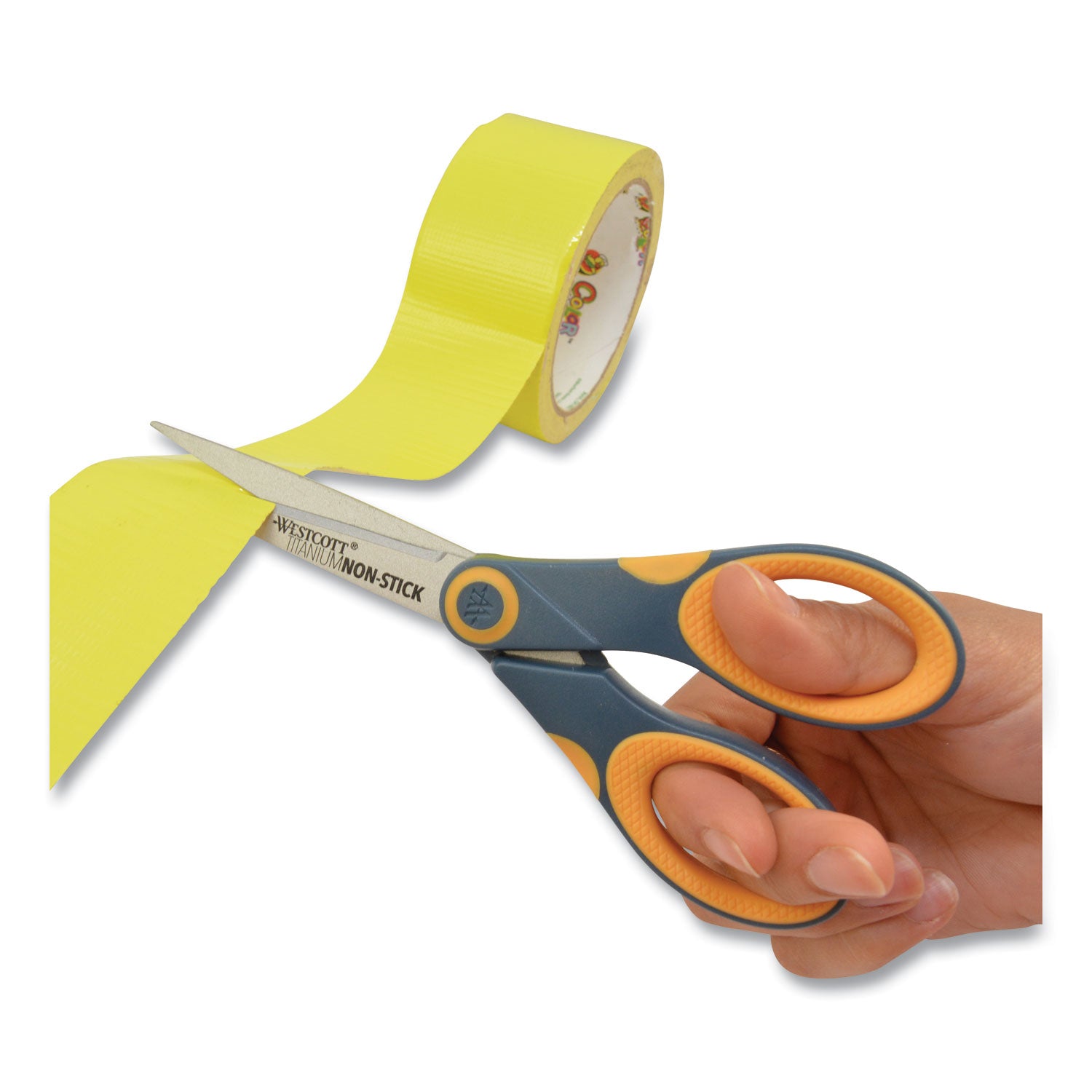 Westcott® Non-Stick Titanium Bonded Scissors, 7" Long, 3" Cut Length, Straight Gray/Yellow Handle