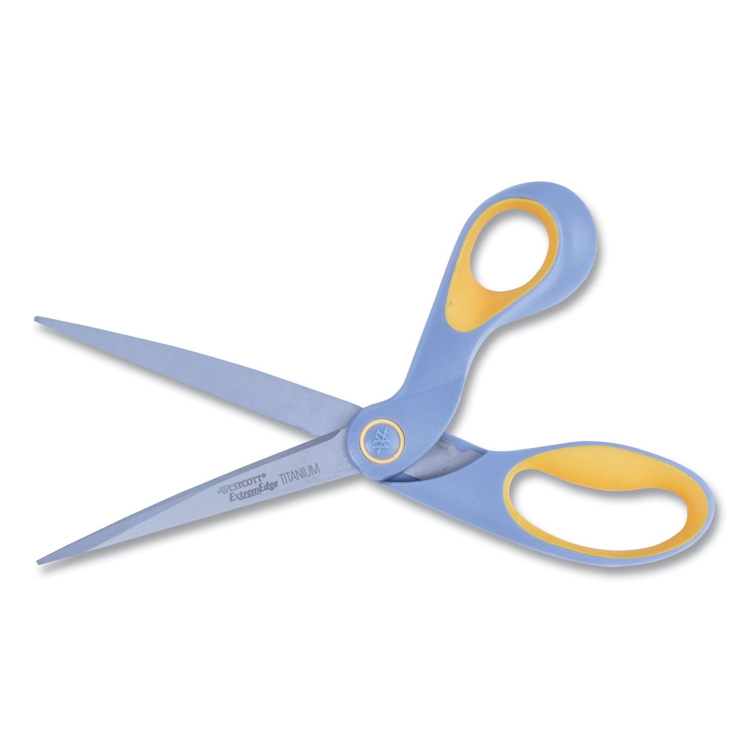 Westcott® ExtremEdge Titanium Bent Scissors, 9" Long, 4.5" Cut Length, Offset Gray/Yellow Handle