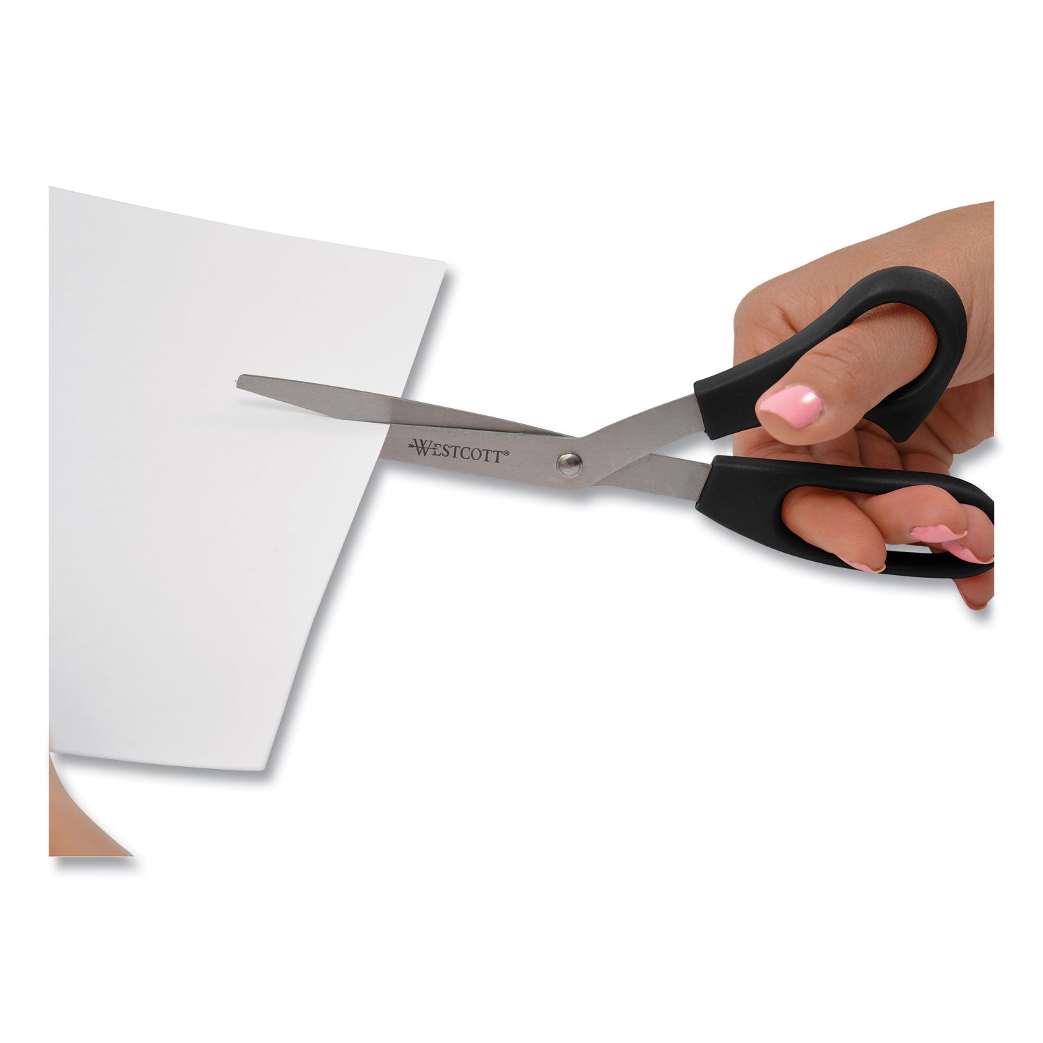 Westcott® Value Line Stainless Steel Shears Value Pack, 8" Long, 3.5" Cut Length, Crane-Style Black Handle, 3/Pack