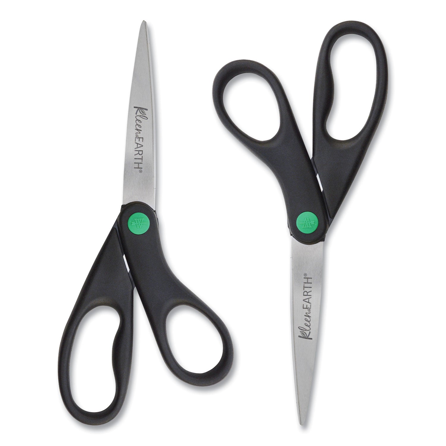 Westcott® KleenEarth Scissors, 8" Long, 3.25" Cut Length, Straight Black Handle, 2/Pack