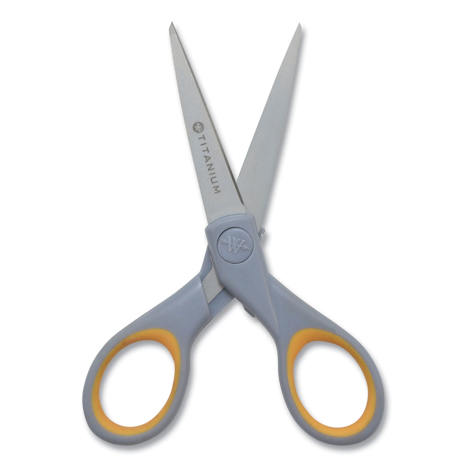 Westcott® Titanium Bonded Scissors, 5" and 7" Long, 2.25" and 3.5" Cut Length, Straight Gray/Yellow Handle, 2/Pack