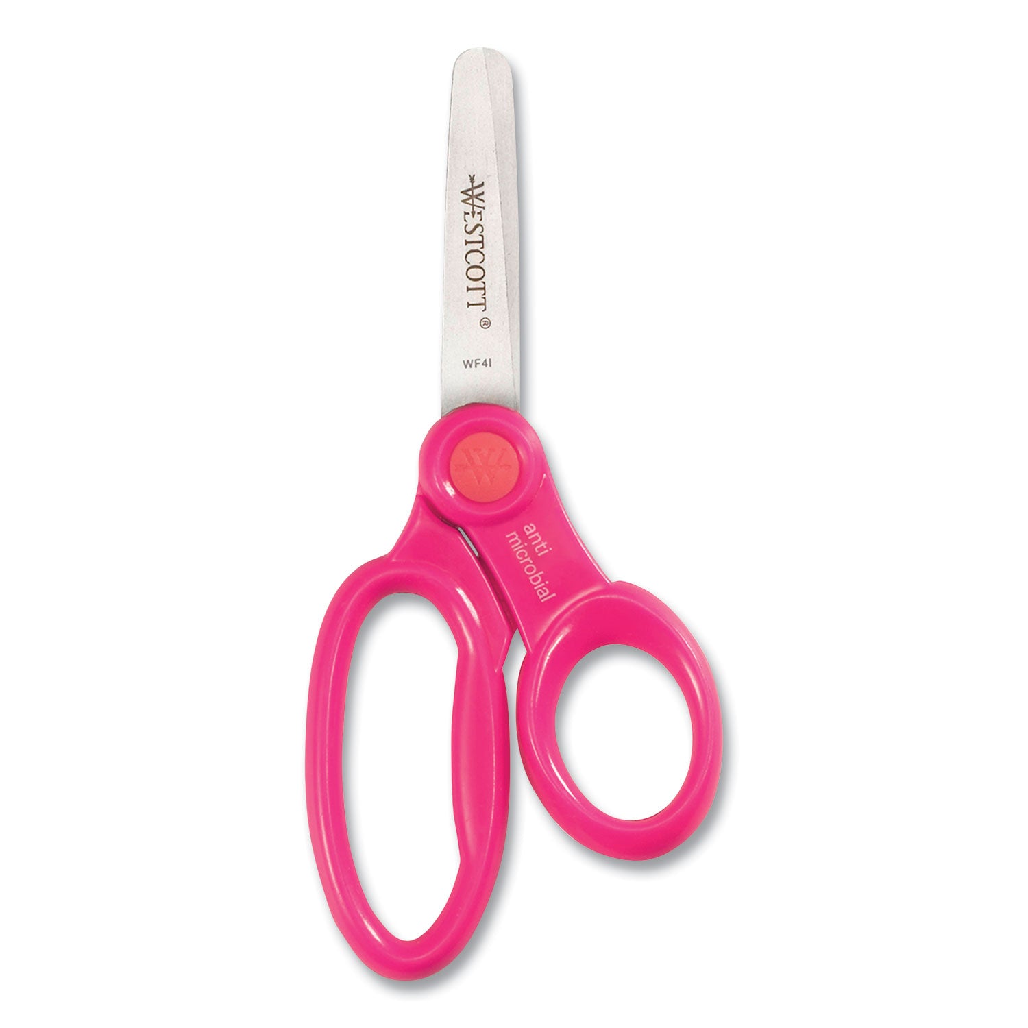 Westcott® Kids' Scissors with Antimicrobial Protection, Rounded Tip, 5" Long, 2" Cut Length, Straight Assorted Color Handles, 12/Pack