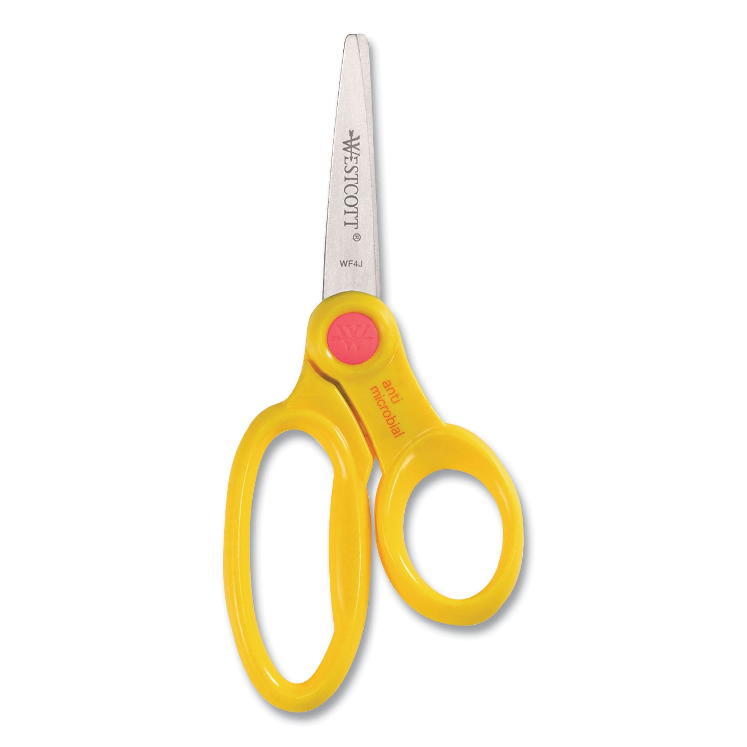 Westcott® Scissor Caddy with Kids' Scissors, Pointed Tip, 5" Long, 2" Cut Length, Straight Assorted Color Handles, 24/Set