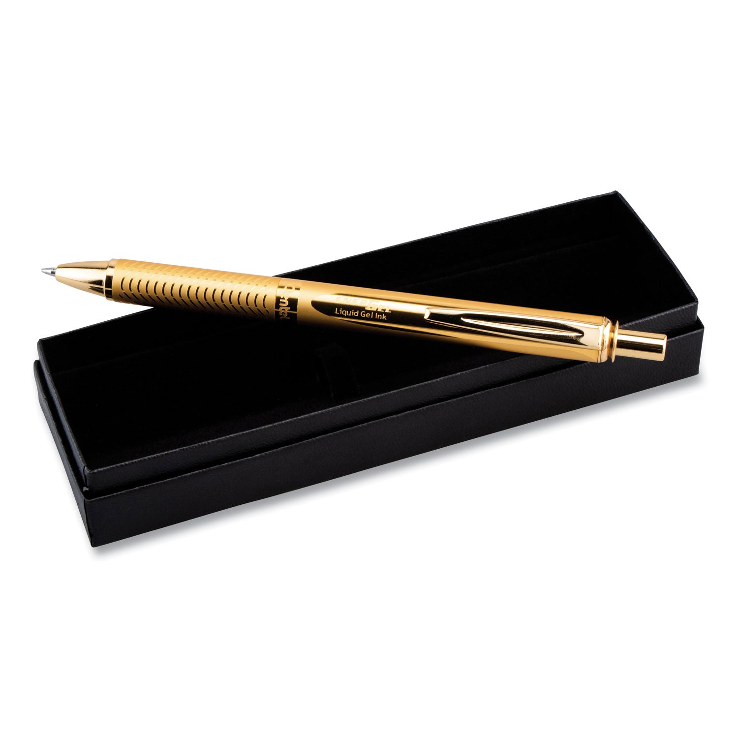 Pentel® Energel Alloy Gel Pen, Retractable, Medium 0.7 Mm, Black Ink, Gold Barrel