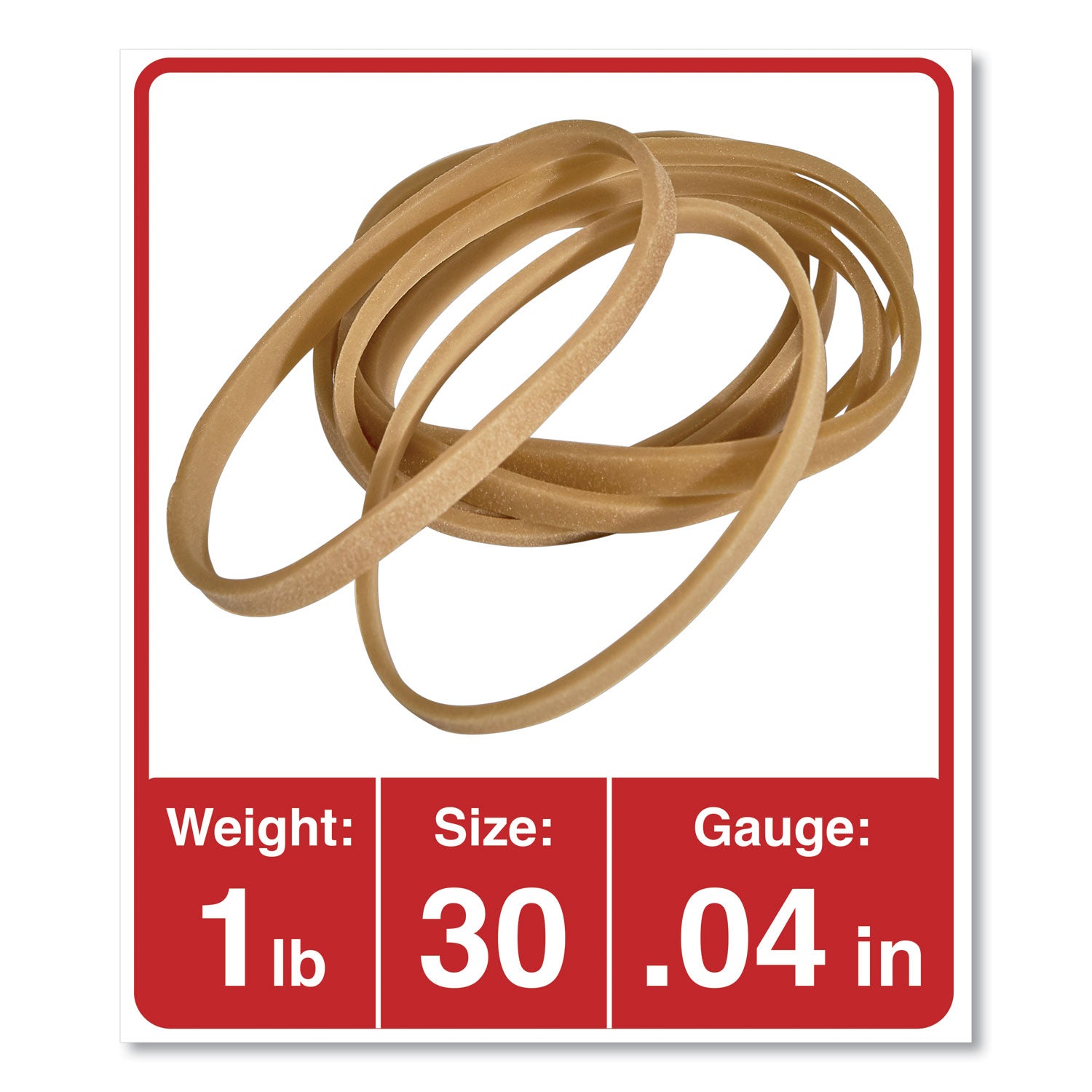 Universal® Rubber Bands, Size 30, 0.04" Gauge, Beige, 1 Lb Box, 1,100/pack