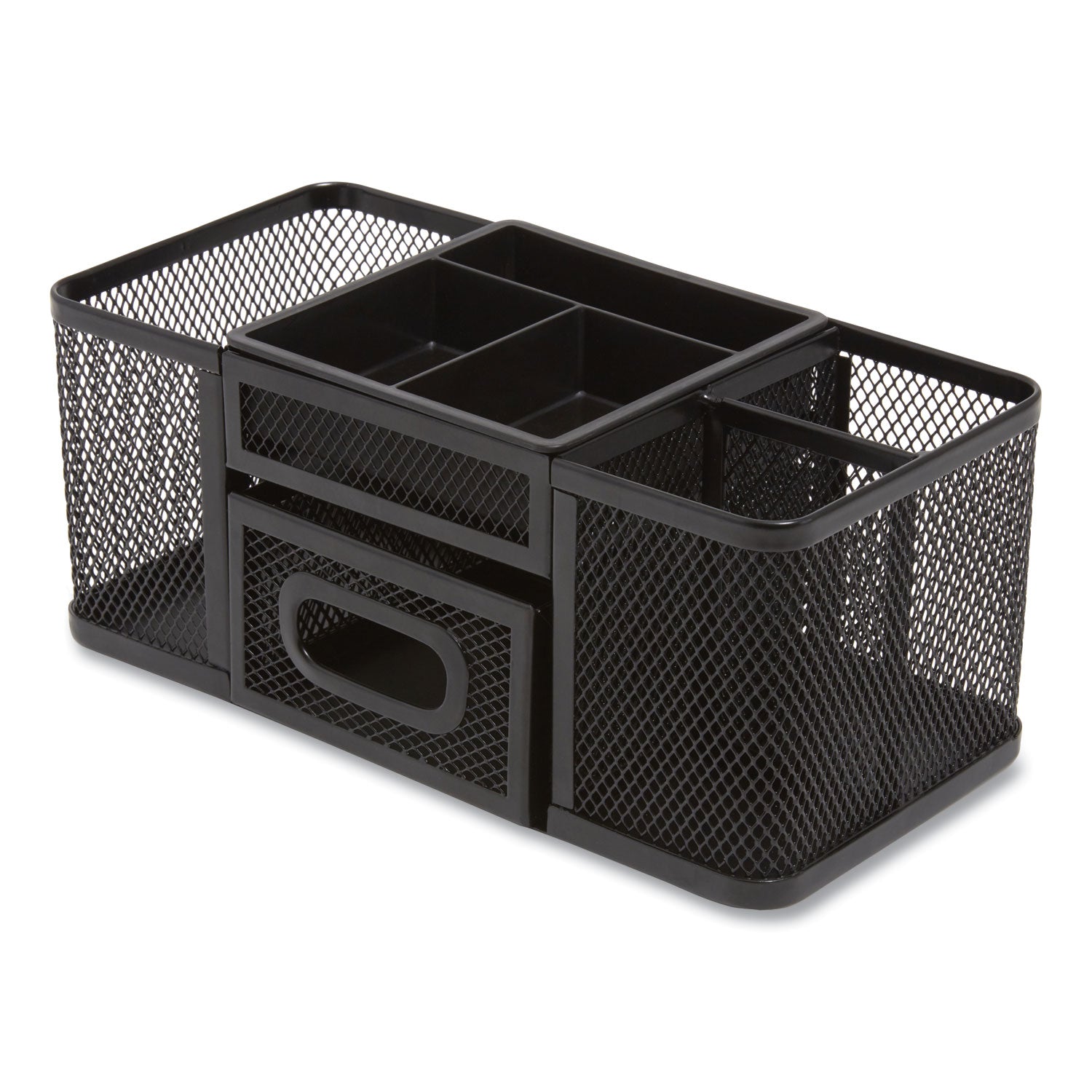 TRU RED™ Seven Compartment Wire Mesh Accessory Holder, 4.45 X 9.33 X 3.86, Black