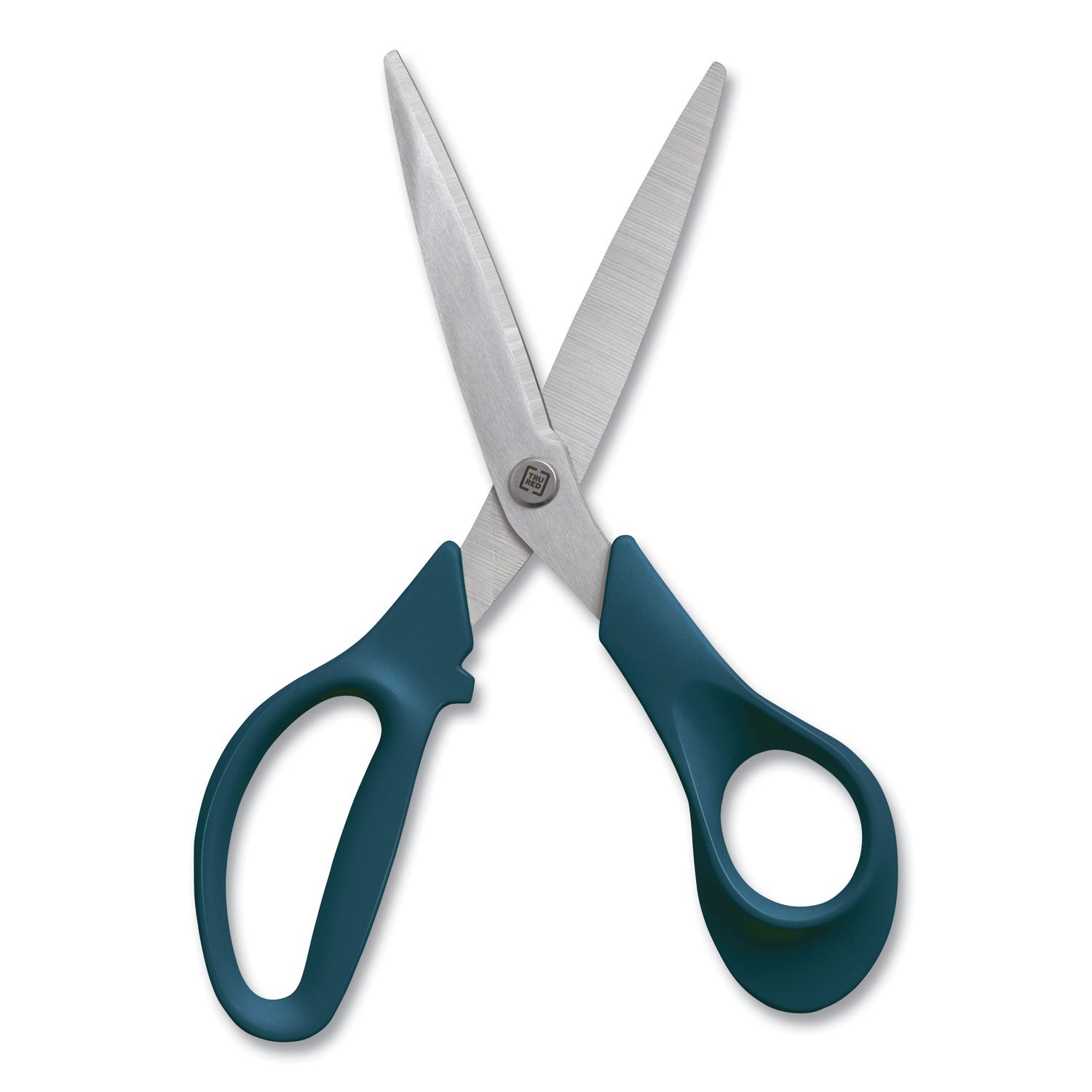 TRU RED™ Stainless Steel Scissors, 8" Long, 3.58" Cut Length, Straight Green Handle