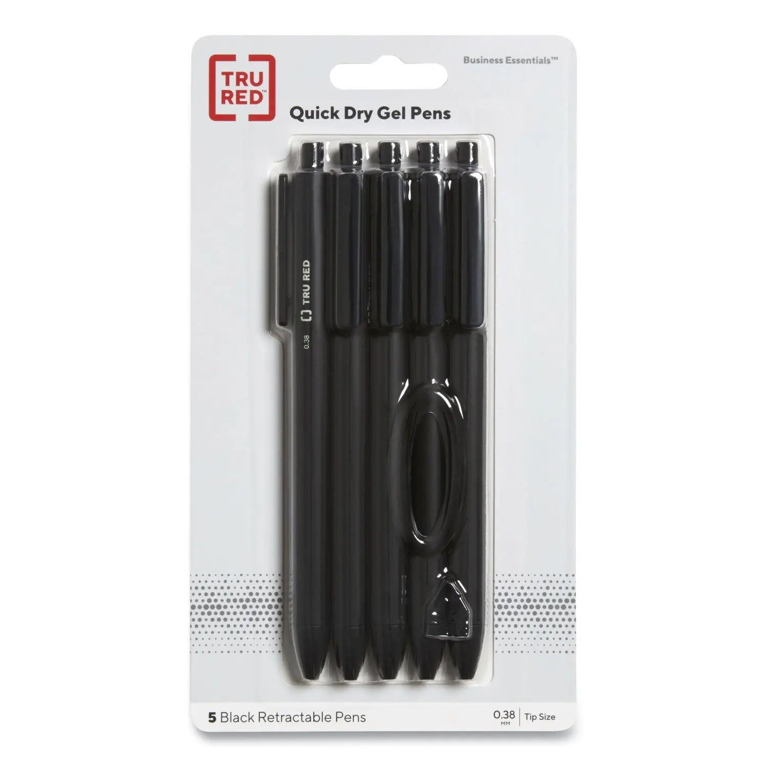 Quick Dry Gel Pen, Retractable, Extra-Fine 0.38 mm, Black Ink, Black Barrel, 5/Pack TRU RED™ Flipcost