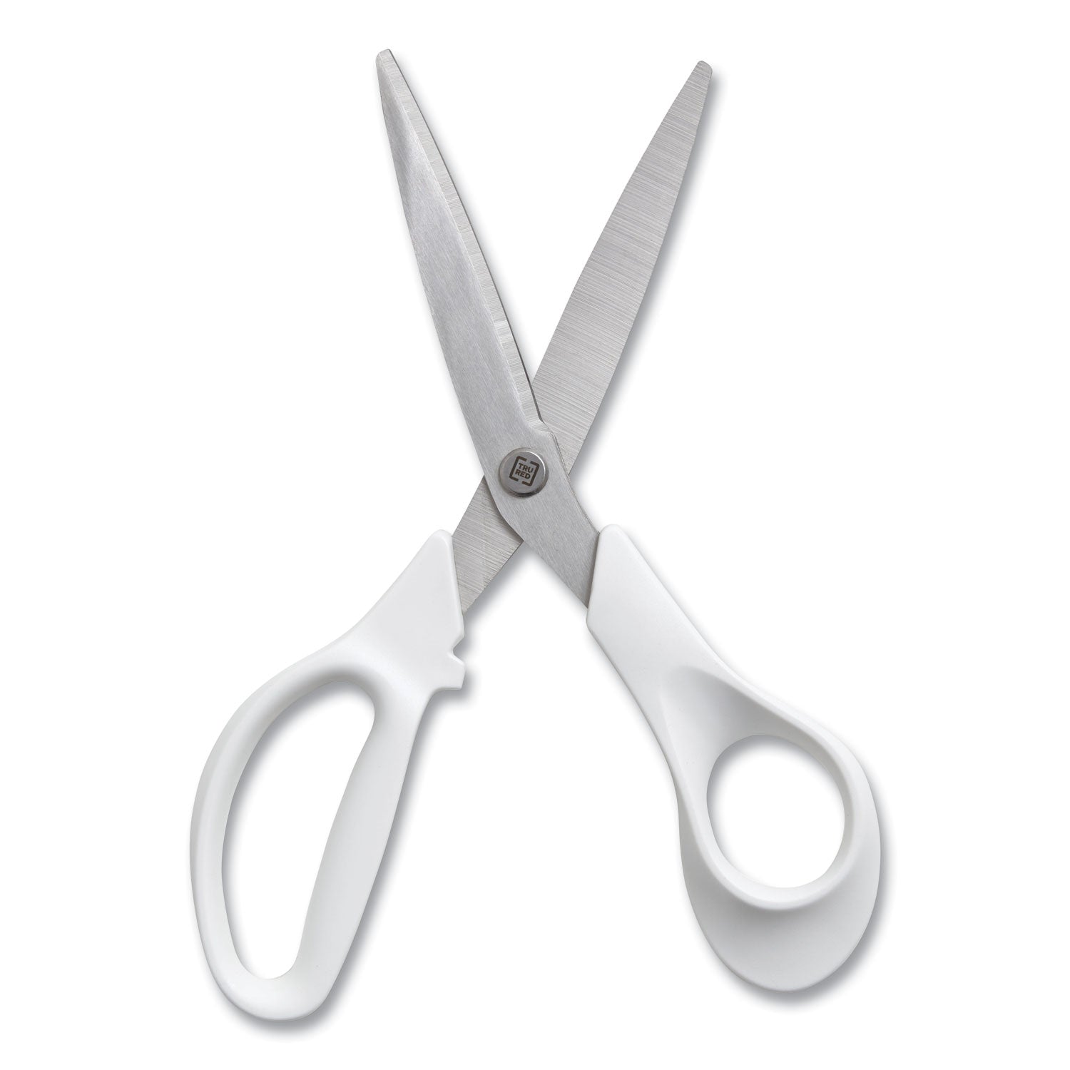 TRU RED™ Stainless Steel Scissors, 8" Long, 3.58" Cut Length, Straight Assorted Color Handles, 2/Pack