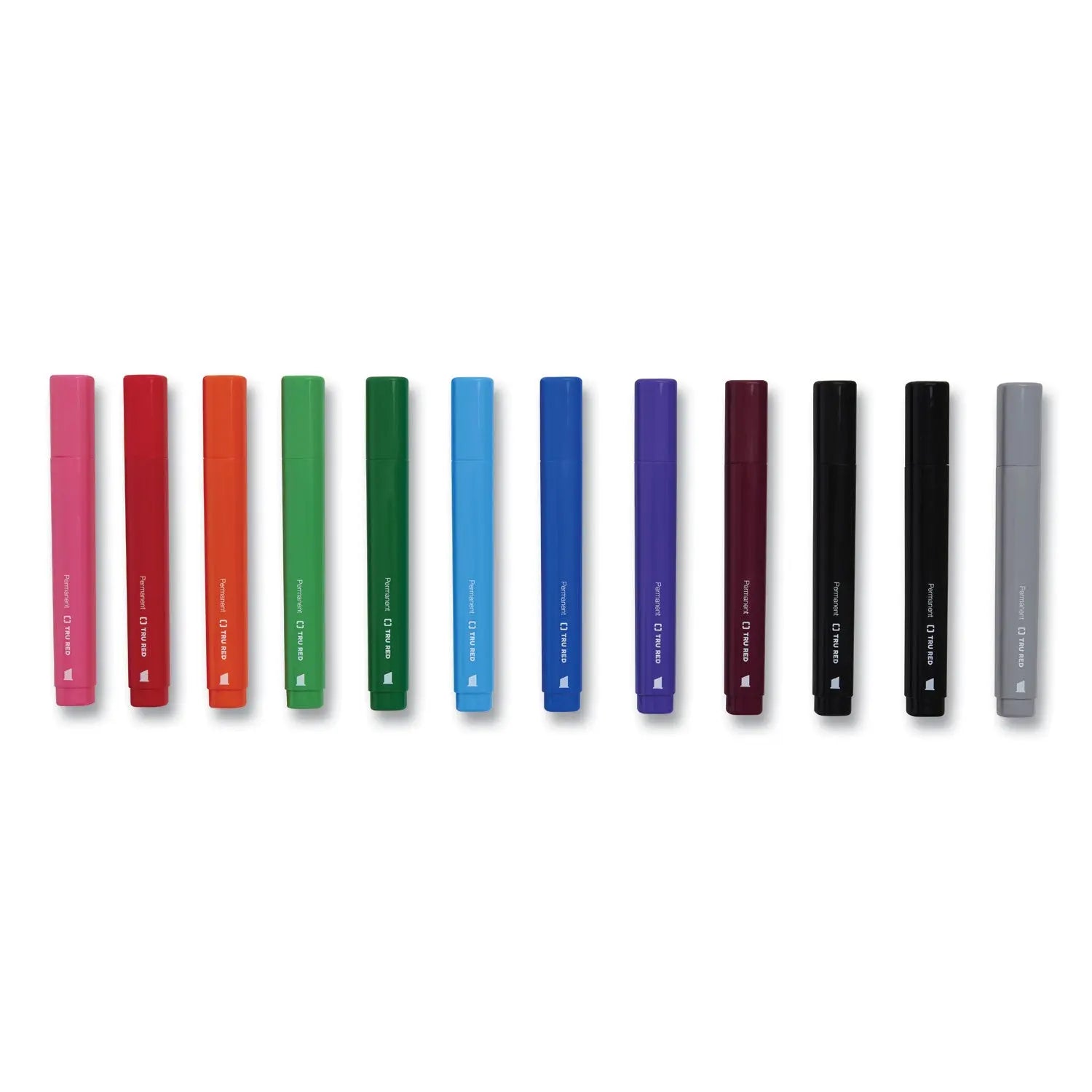 Permanent Marker, Tank-Style, Medium Chisel Tip, Assorted Colors, 12/Pack TRU RED™ Flipcost