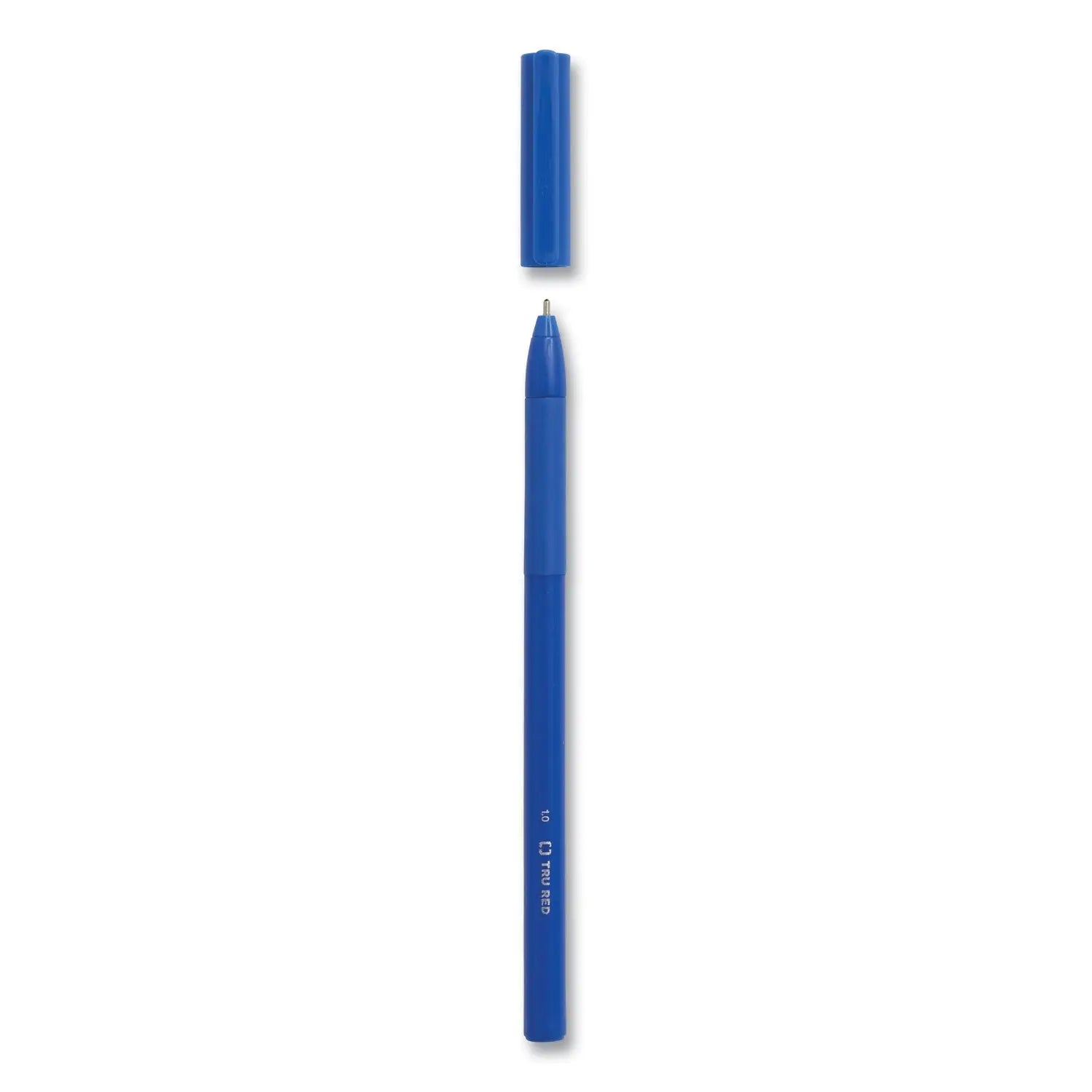 Gripped Ballpoint Pen, Stick, Medium 1 mm, Blue Ink, Blue Barrel, Dozen TRU RED™ Flipcost