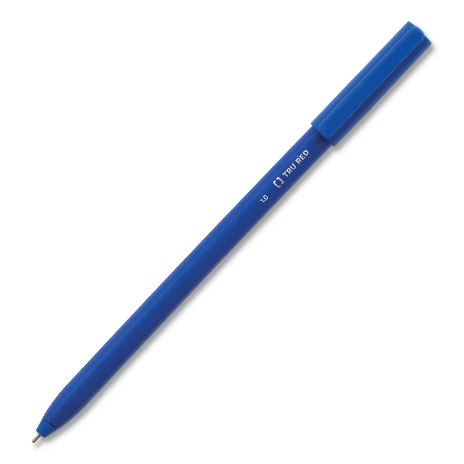 Ballpoint Pen, Stick, Medium 1 mm, Blue Ink, Blue Barrel, 60/Pack TRU RED™ Flipcost