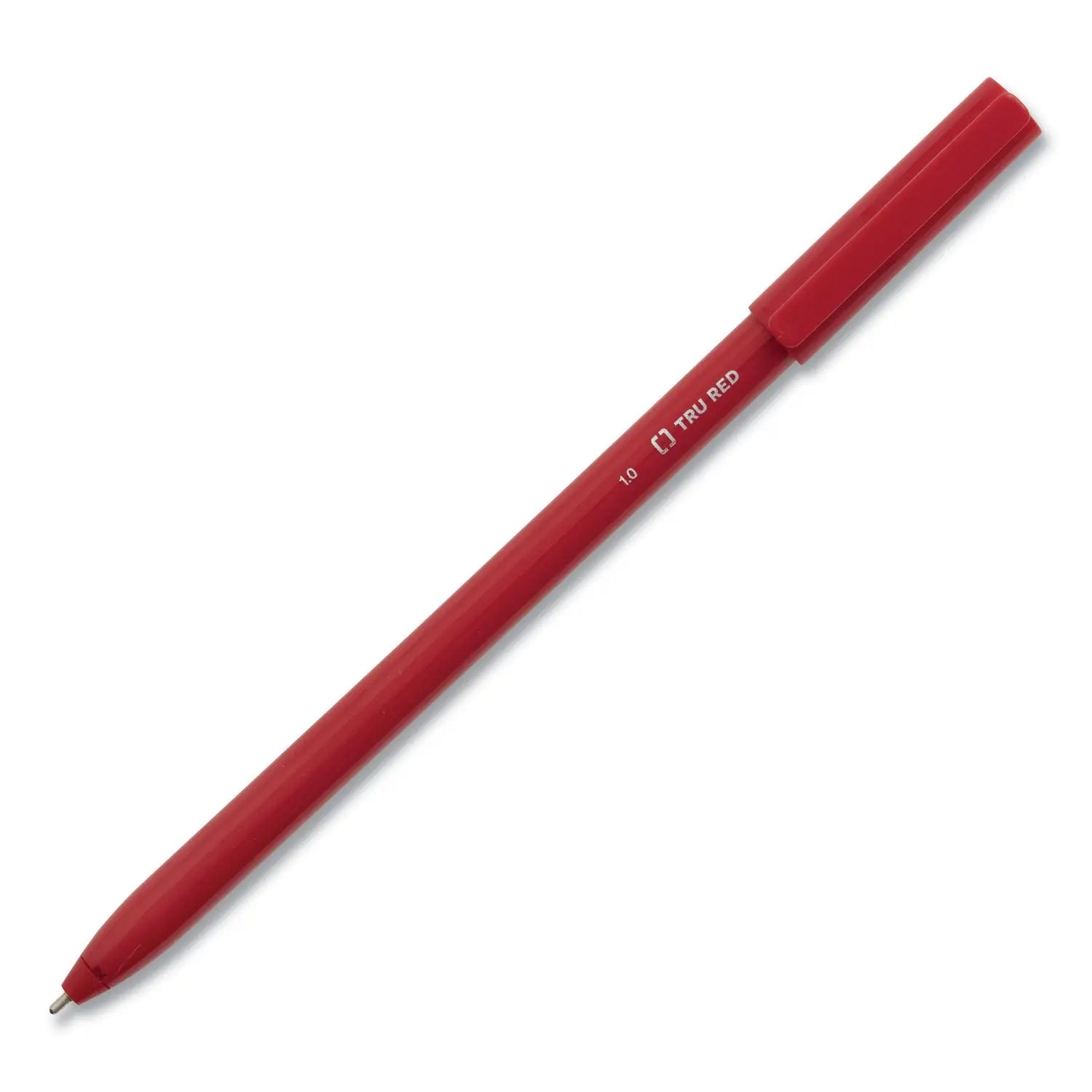 Ballpoint Pen, Stick, Medium 1 mm, Red Ink, Red Barrel, Dozen TRU RED™ Flipcost