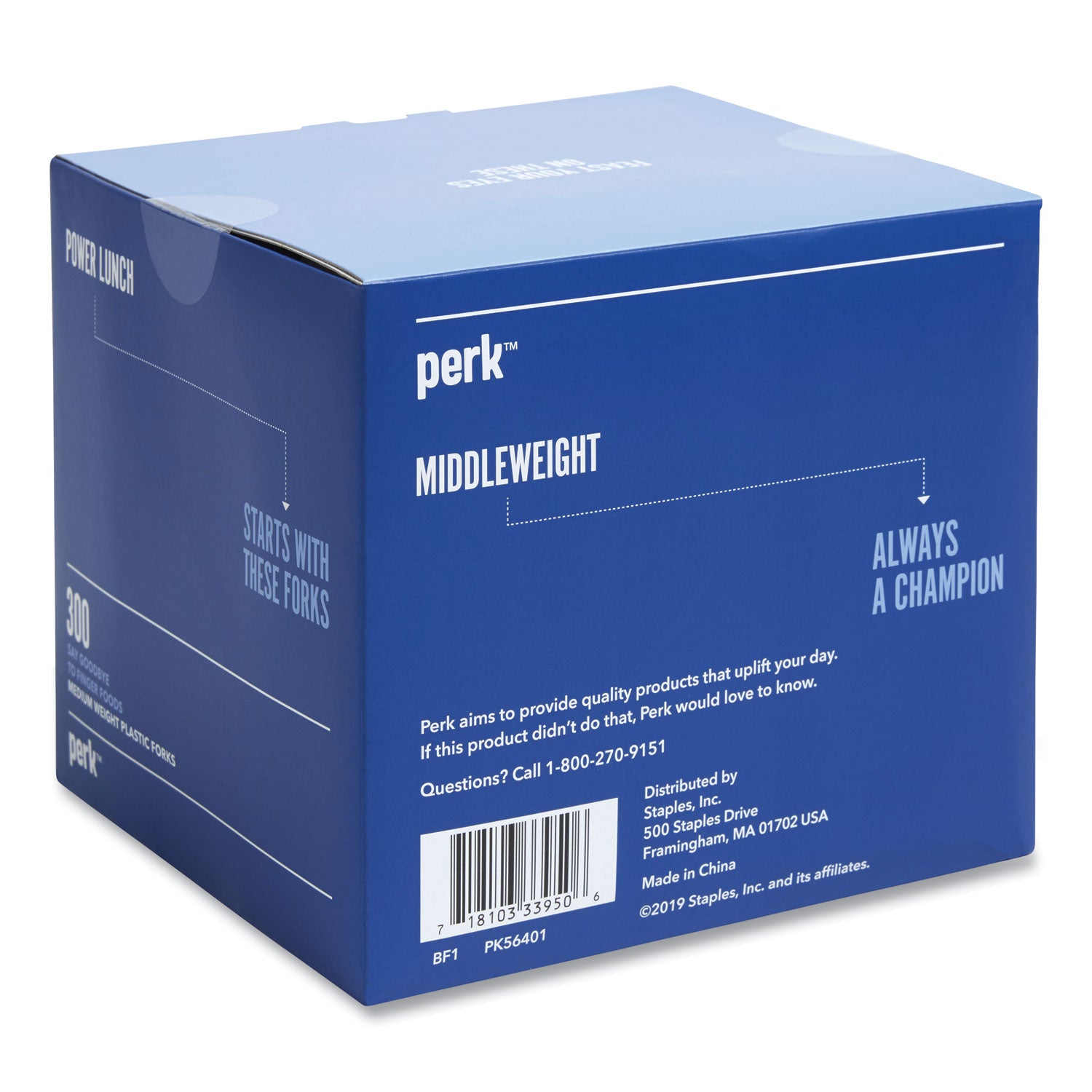 Perk™ Eco-ID Mediumweight Compostable Cutlery, Fork, Plastic, White, 300/Pack