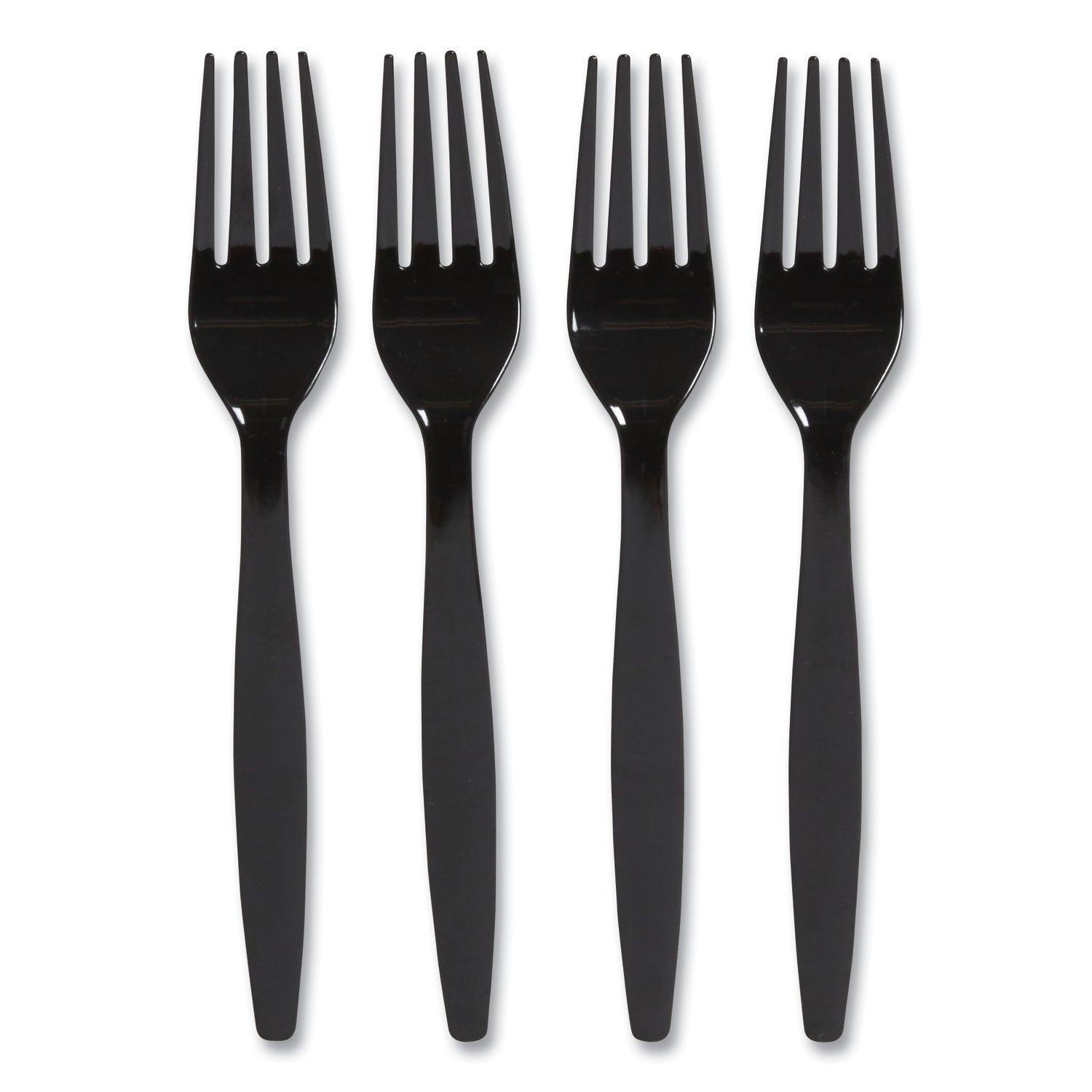 Heavyweight Plastic Cutlery, Fork, Black, 100/Pack