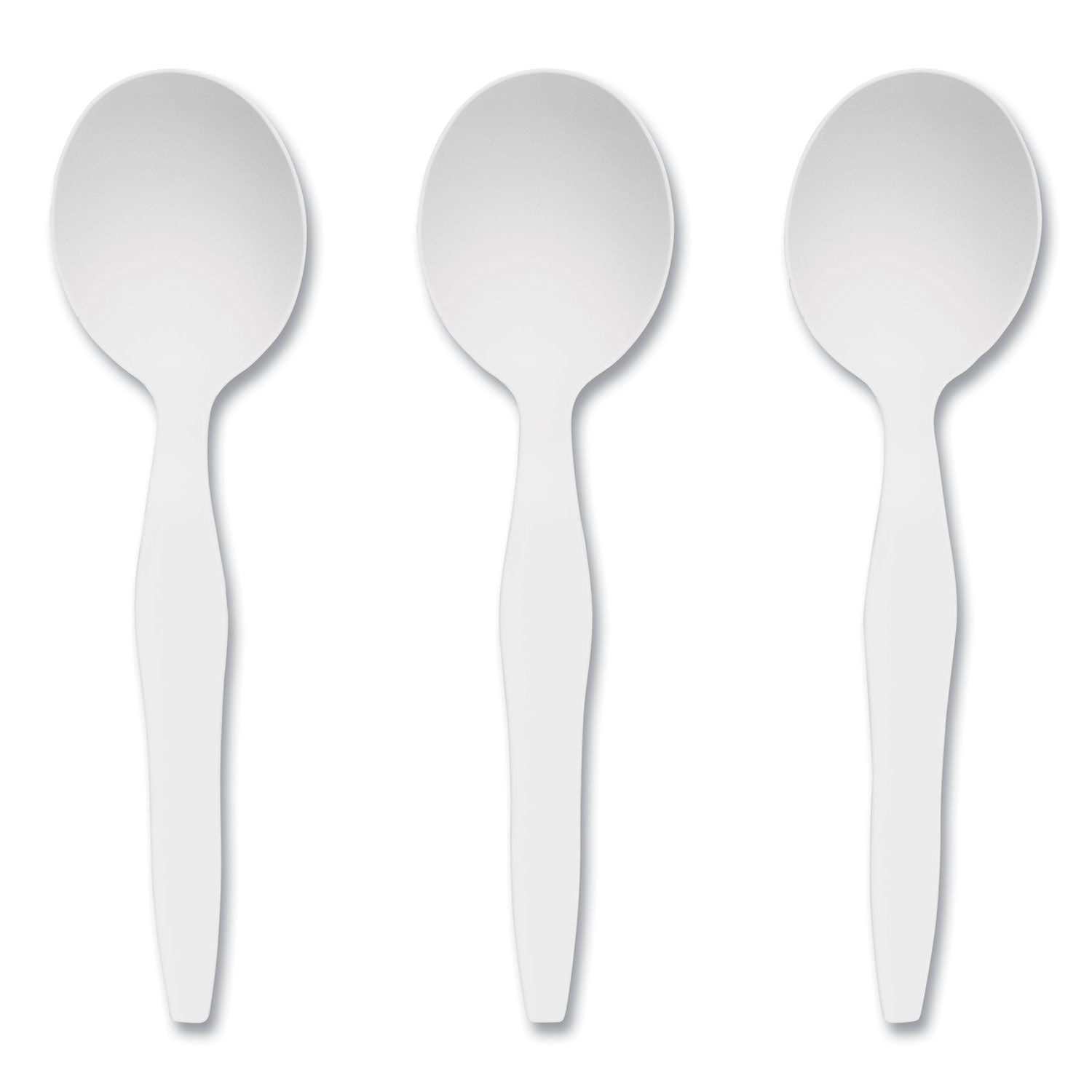 Perk™ Heavyweight Plastic Cutlery, Soup Spoon, White, 100/pack
