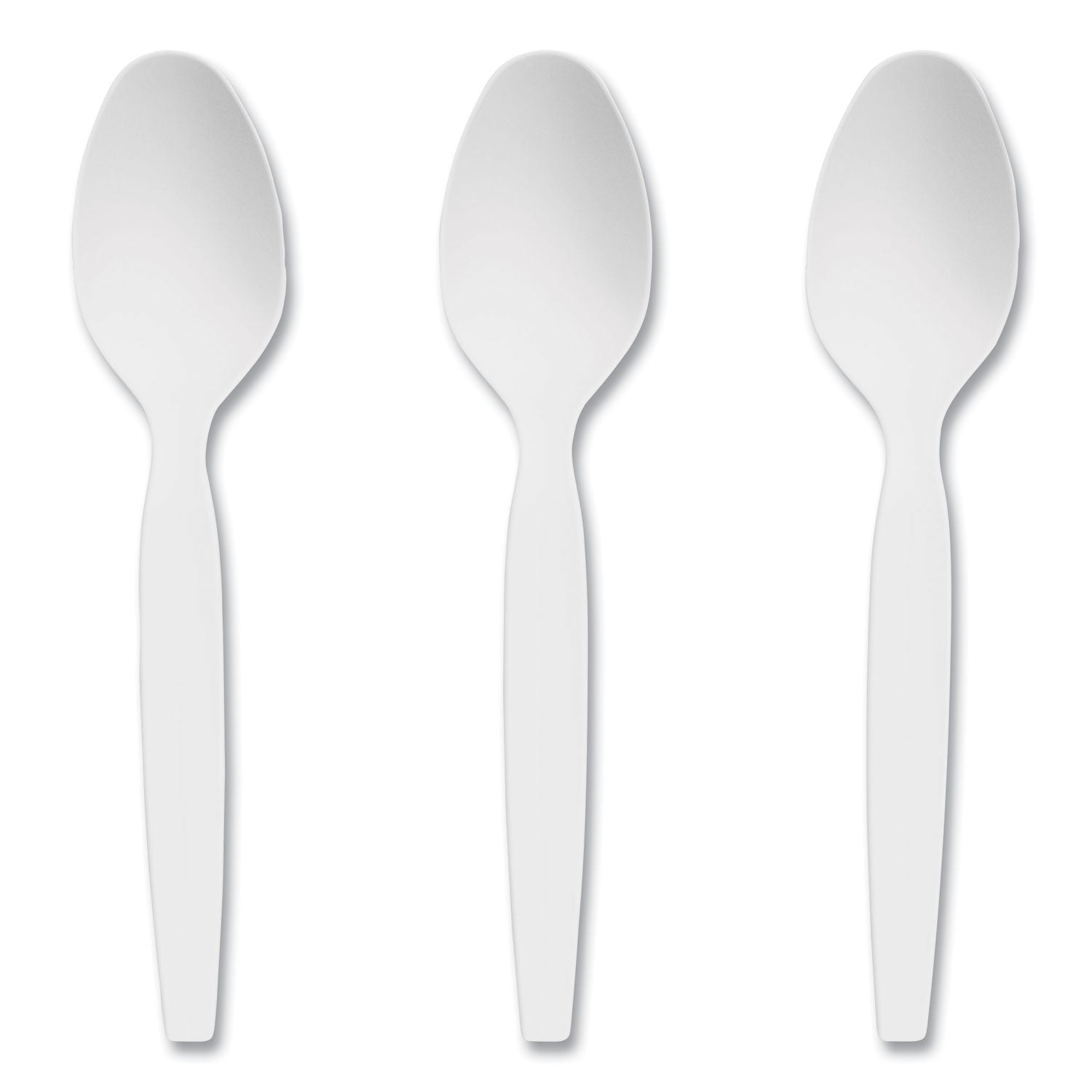 Perk™ Heavyweight Plastic Cutlery, Spoon, Plastic, White, 100/Pack