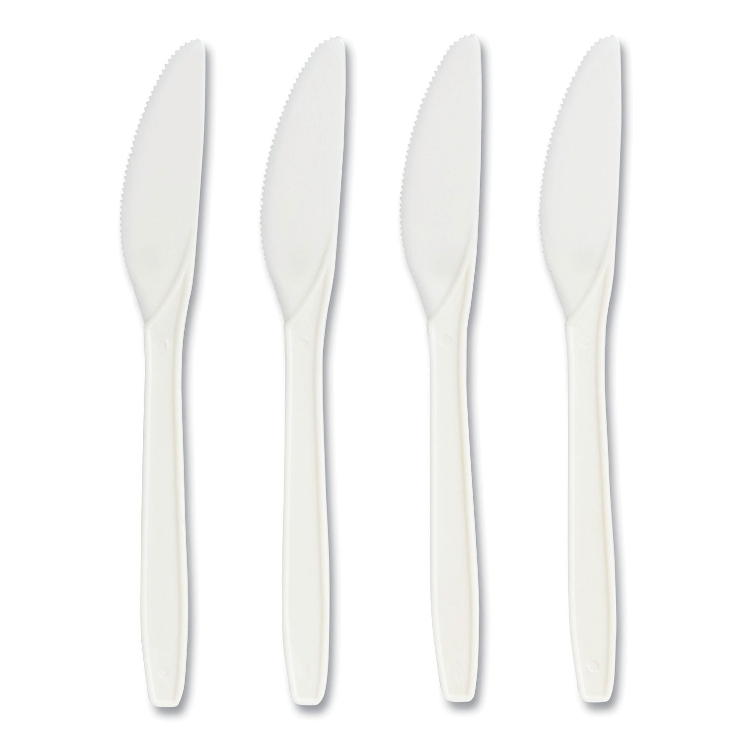 Perk™ Eco-ID Compostable Cutlery, Mediumweight Knife, Plastic, White, 300/Pack