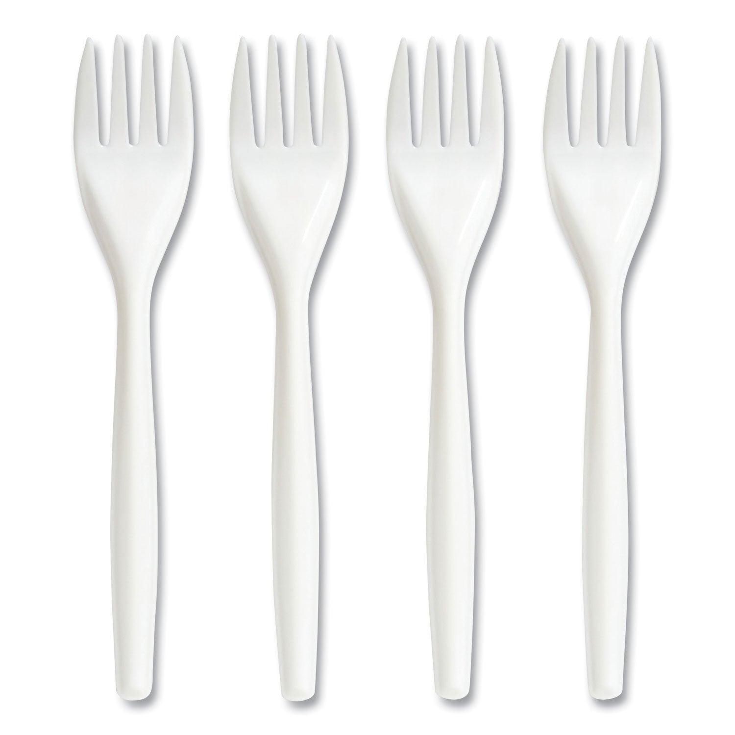 Perk™ Mediumweight Plastic Cutlery, Fork, White, 300/pack