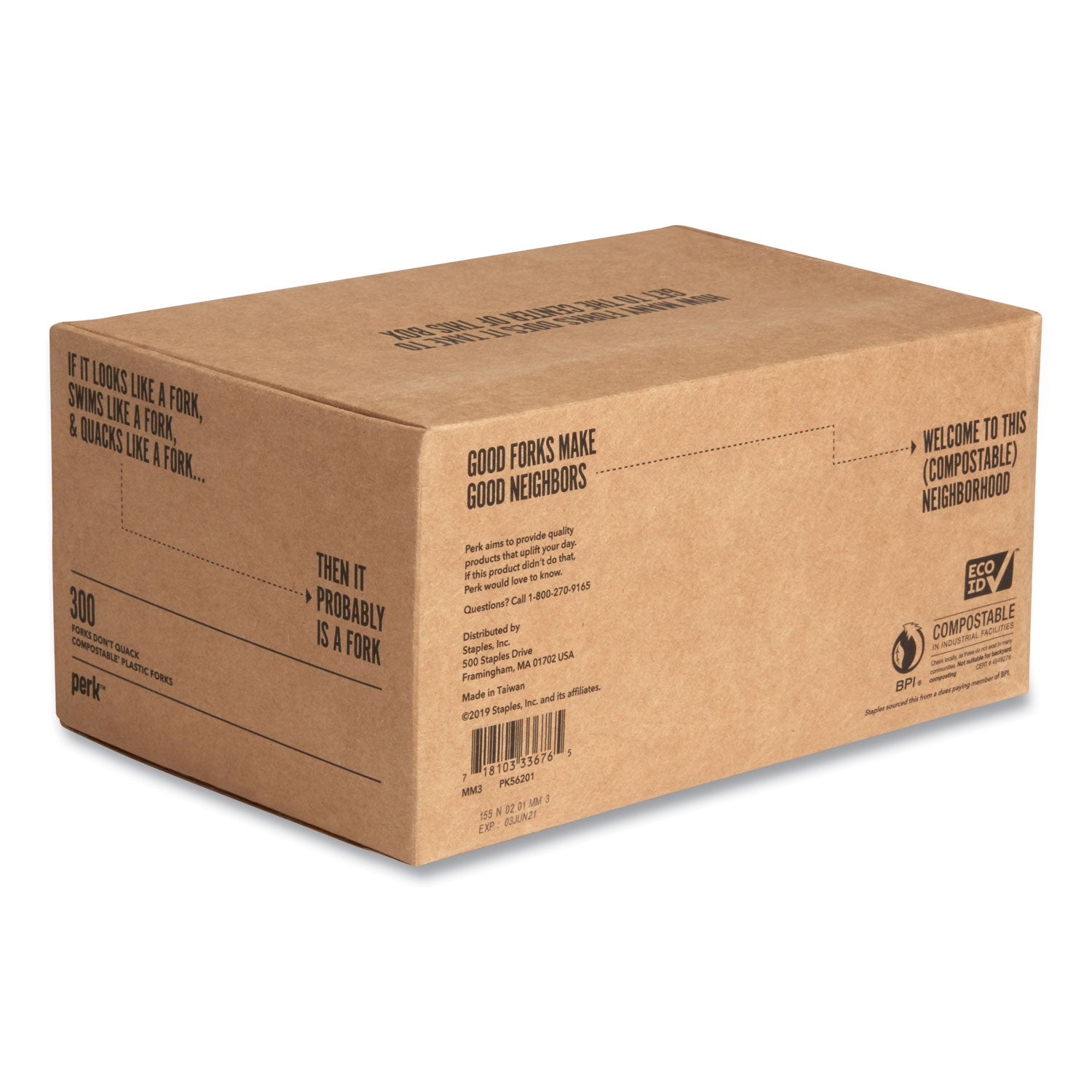 Perk™ Mediumweight Plastic Cutlery, Fork, White, 300/pack