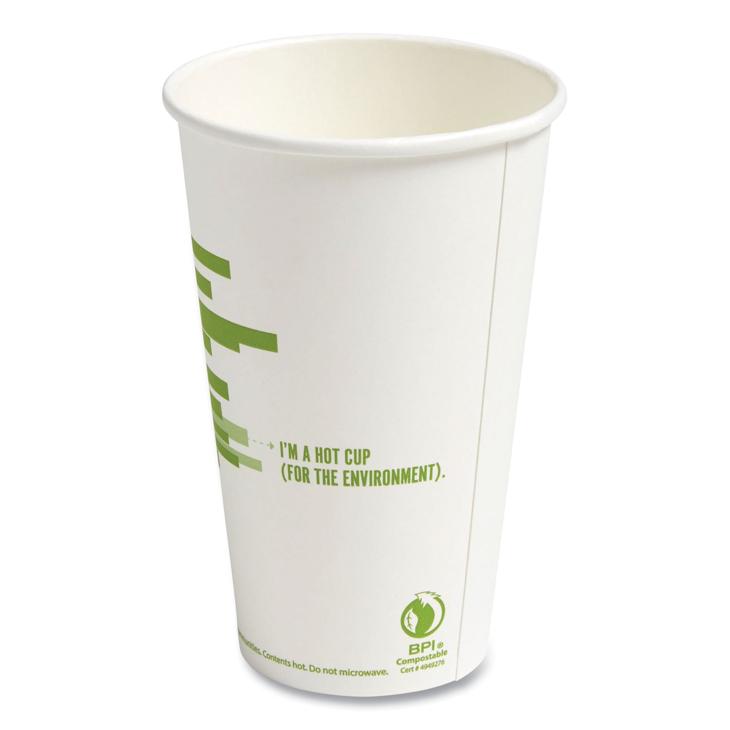 Perk™ Eco-Id Compostable Paper Hot Cups, 16 Oz, White/green, 50/pack, 6 Packs/carton