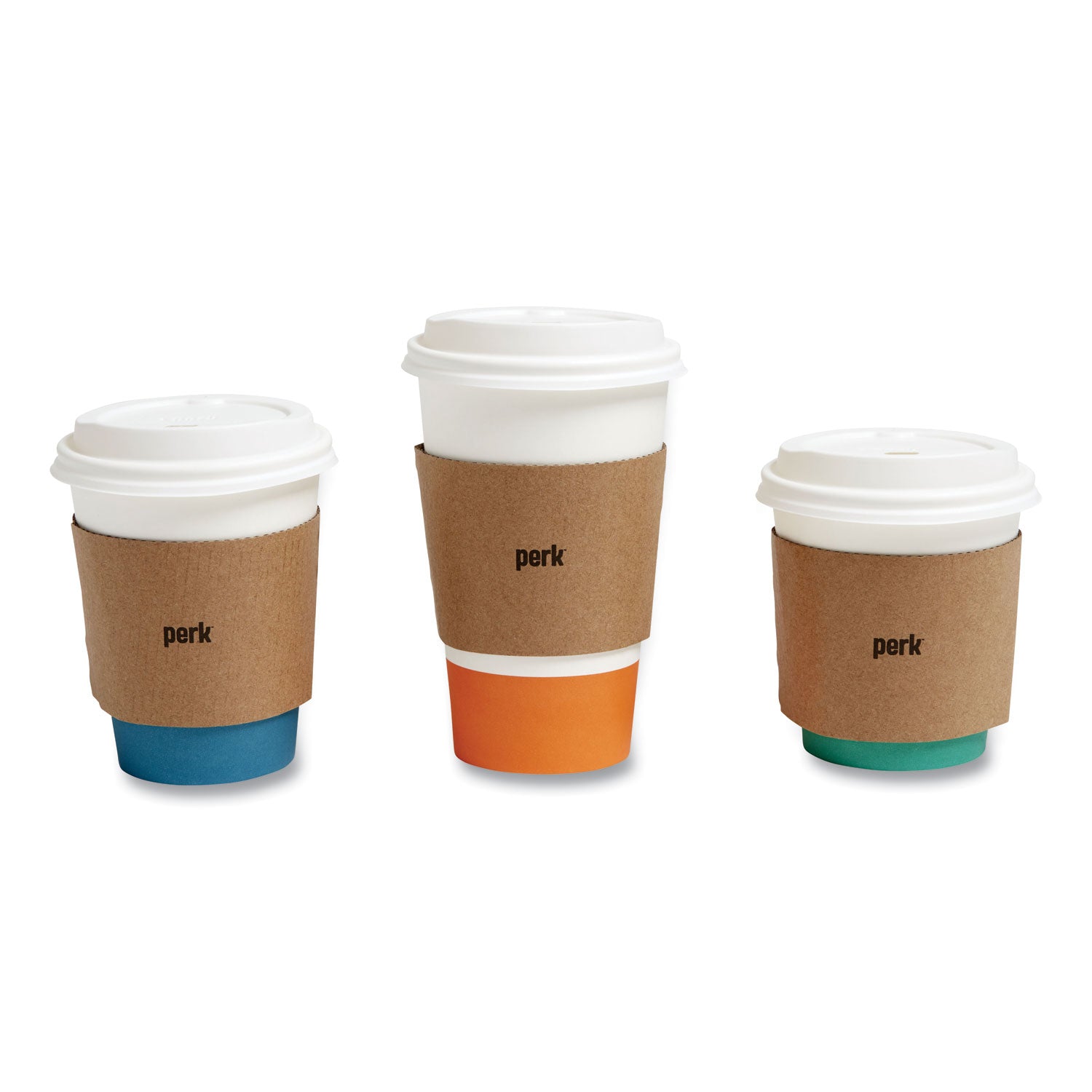 Perk™ Paper Hot Cup Sleeves, Fits 10, 12, 16 Oz Cups, Brown, 500/pack