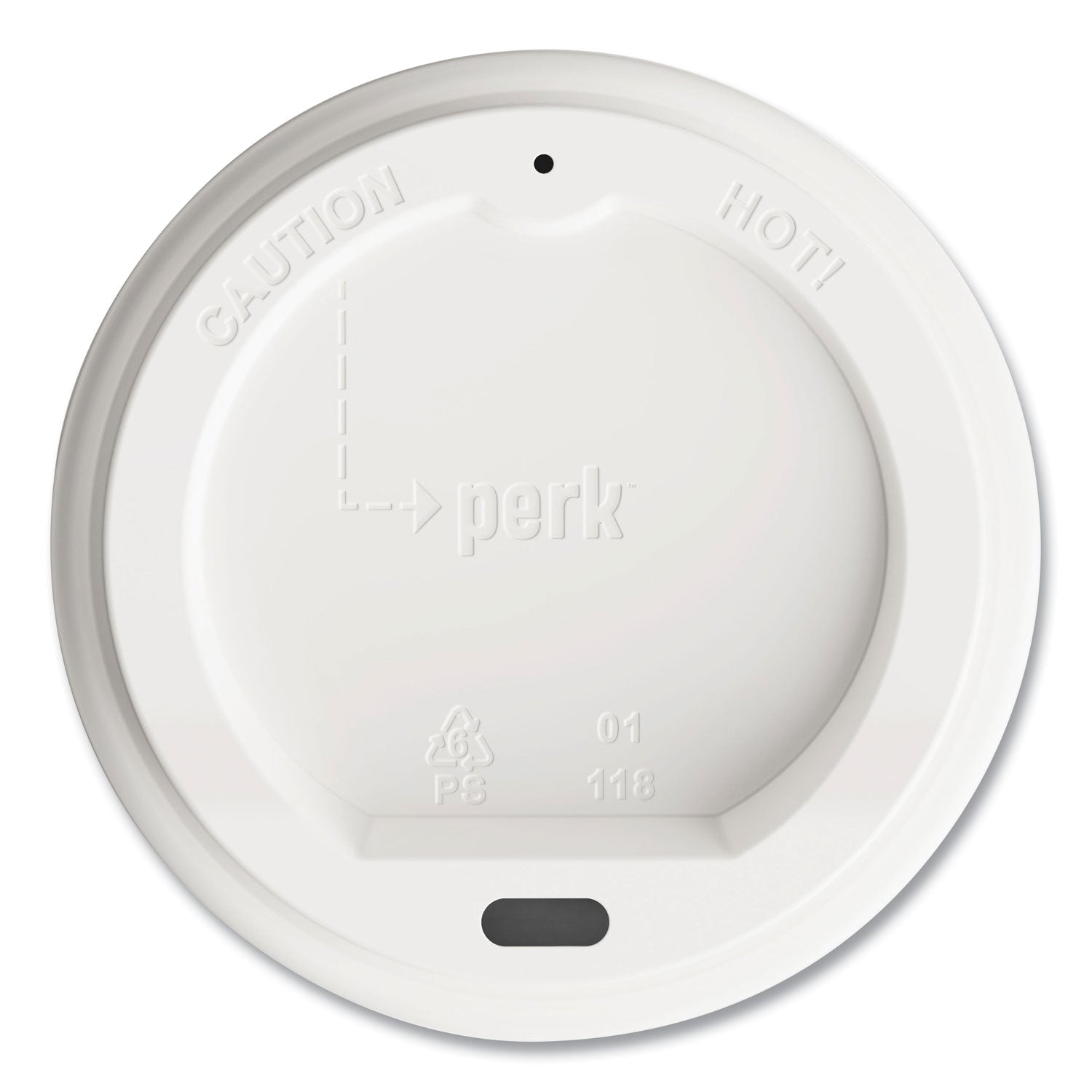 Perk™ Plastic Hot Cup Lids, Fits 10 oz/12 oz/16 oz Hot Cups, White, 50/Pack