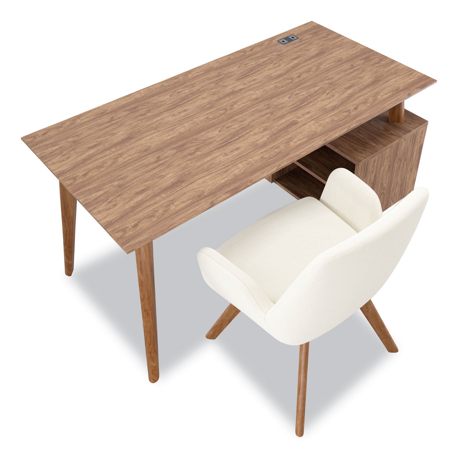 Union & Scale™ Midmod Storage Desk, Gold Pull, 59.7" X 29.4" X 29.5", Espresso