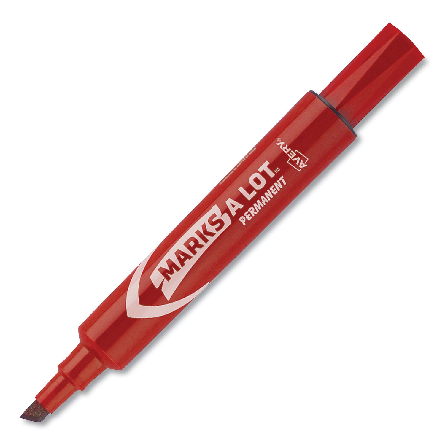 Avery® Marks A Lot Regular Desk-Style Permanent Marker, Broad Chisel Tip, Red, Dozen (7887)