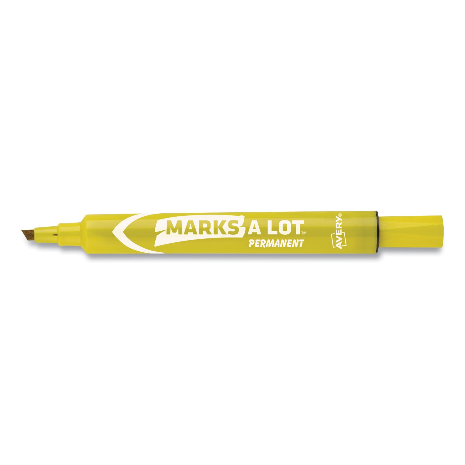 Avery® Marks A Lot Large Desk-Style Permanent Marker, Broad Chisel Tip, Yellow, Dozen (8882)