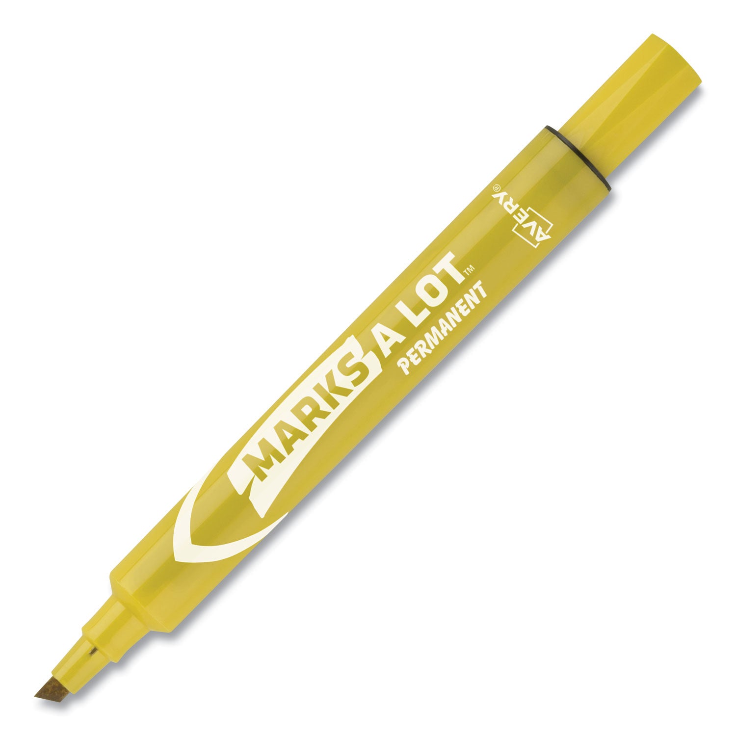 Avery® Marks A Lot Large Desk-Style Permanent Marker, Broad Chisel Tip, Yellow, Dozen (8882)