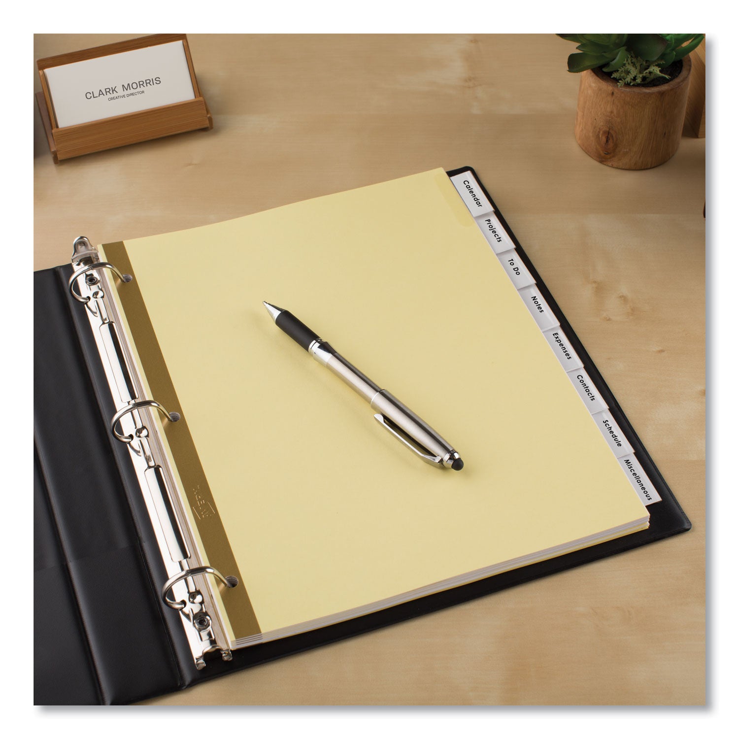 Avery® Insertable Big Tab Dividers, 8-Tab, Double-Sided Gold Edge Reinforcing, 11 x 8.5, Buff, Clear Tabs, 1 Set