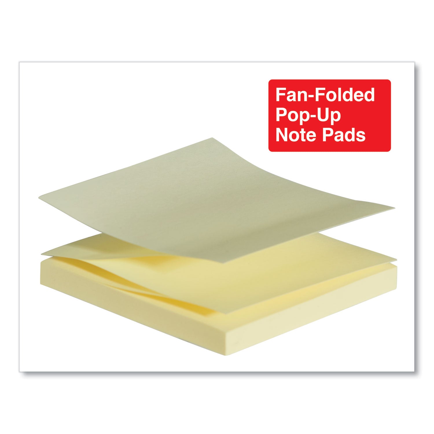 Universal® Fan-Folded Self-Stick Pop-Up Note Pads Cabinet Pack, 3" x 3", Yellow, 90 Sheets/Pad, 24 Pads/Pack